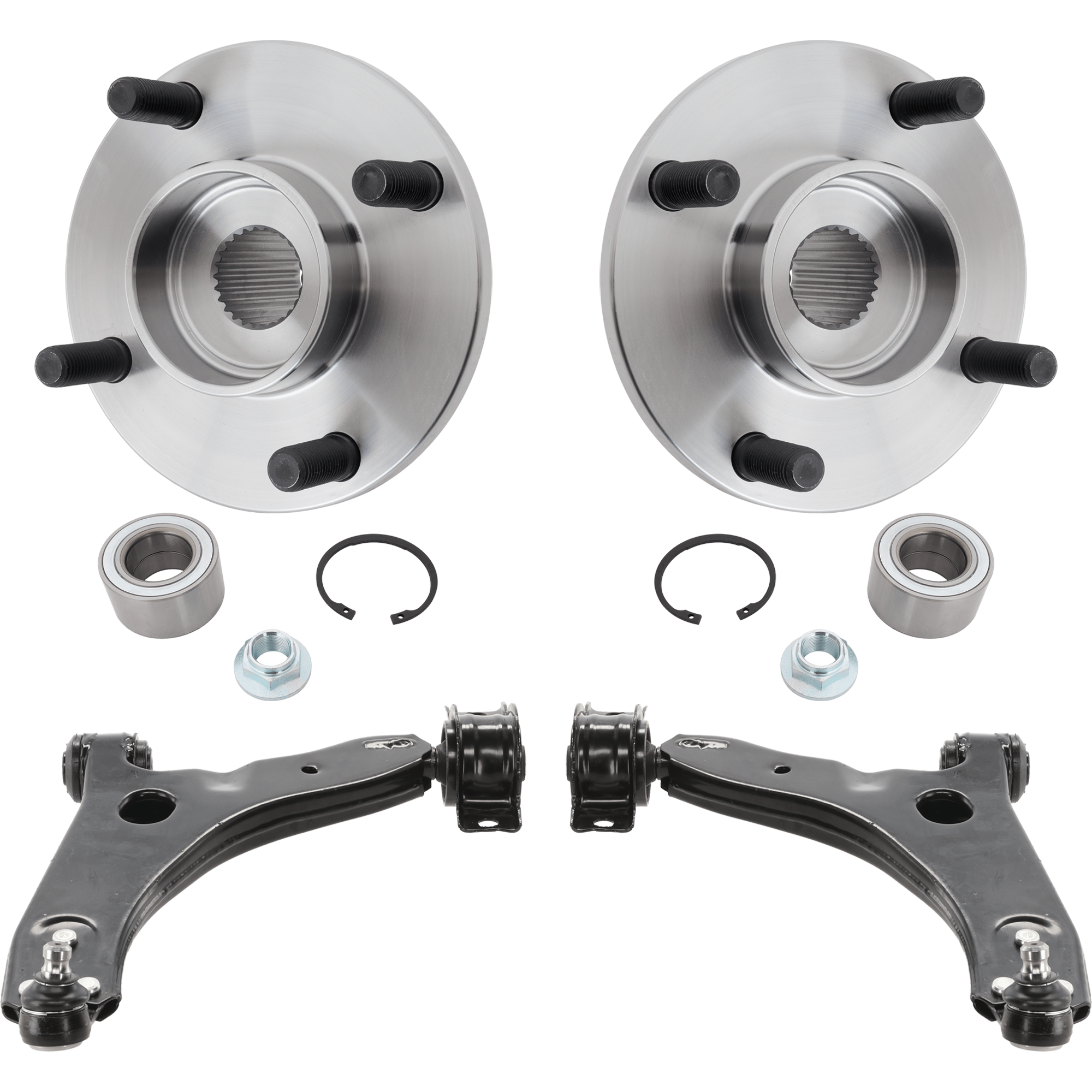 AM FOCUS 04-11 FRONT CONTROL ARM RH AND LH Lower w ball joint s 4 pc Kit with Wheel Hub SKU KIT 072924 C3515 OEM 6S4Z3078AA 7S4Z3078A 8S4Z3078A