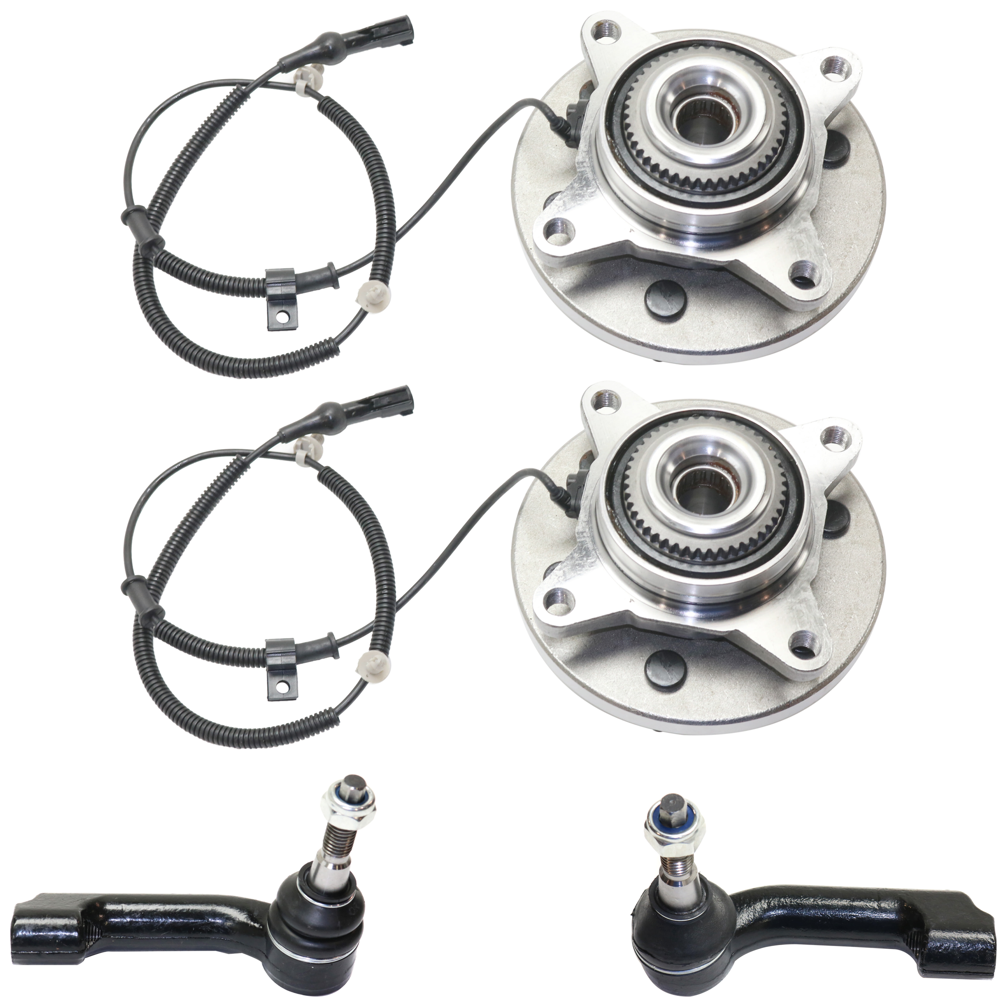 AM F 150 PICKUP 09-10 FRONT HUB ASSEMBLY RH AND LH 4 pc kit with Tie Rod End SKU KIT 072924 C3530 OEM 9L3Z1104A 7L1Z3A130R 7L1Z3A130