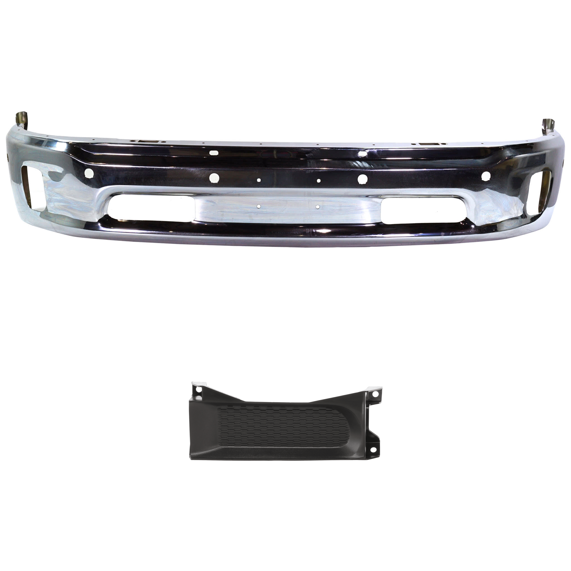 AM 1500-14-18-1500 CLASSIC 19-22 FRONT BUMPER 3 pc kit w Bumper Trim SKU KIT 072924 C3640 Partslink CH1002402 CH1037112 OEM 68160857AA 68196984AA