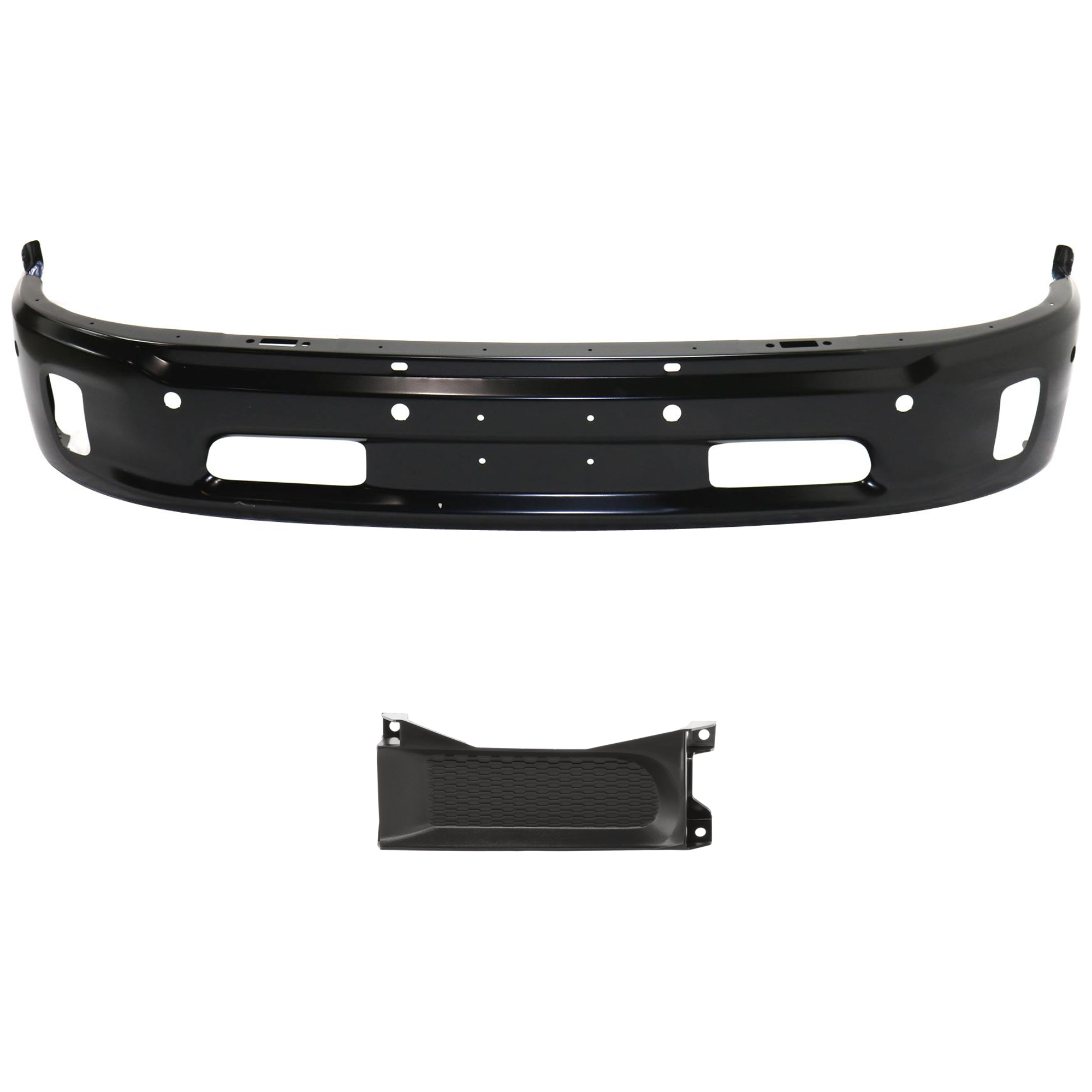 AM 1500-14-18-1500 CLASSIC 19-21 FRONT BUMPER 2 pc kit w Bumper Trim SKU KIT 072924 C3649 Partslink CH1002400 CH1037112 OEM 68160858AA 68196984AA