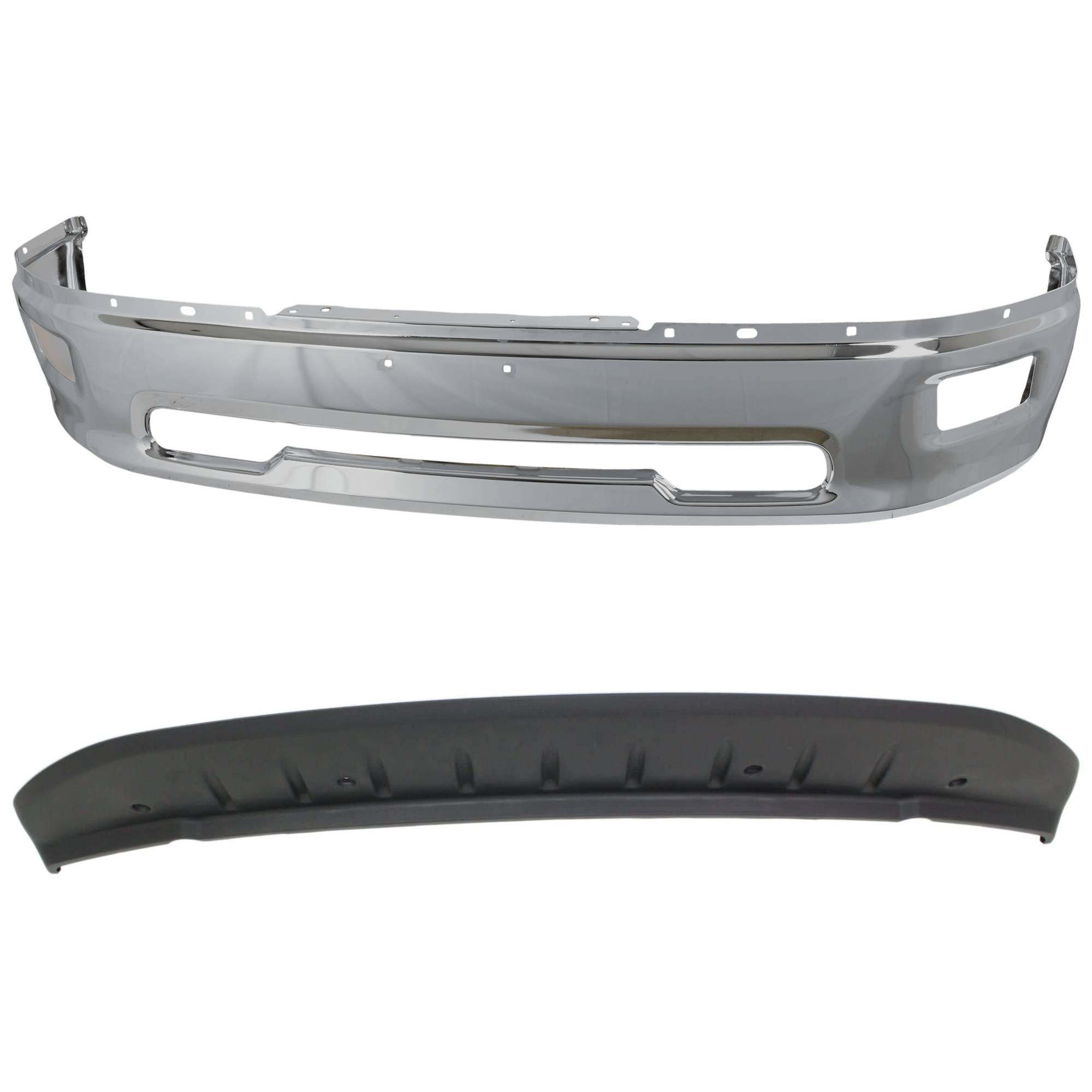 AM RAM 1500-09-12 FRONT BUMPER 2 pc kit w Valance SKU KIT 072924 C3658 Partslink CH1002386 CH1090133 OEM 55112609AA 68206067AA 55112616