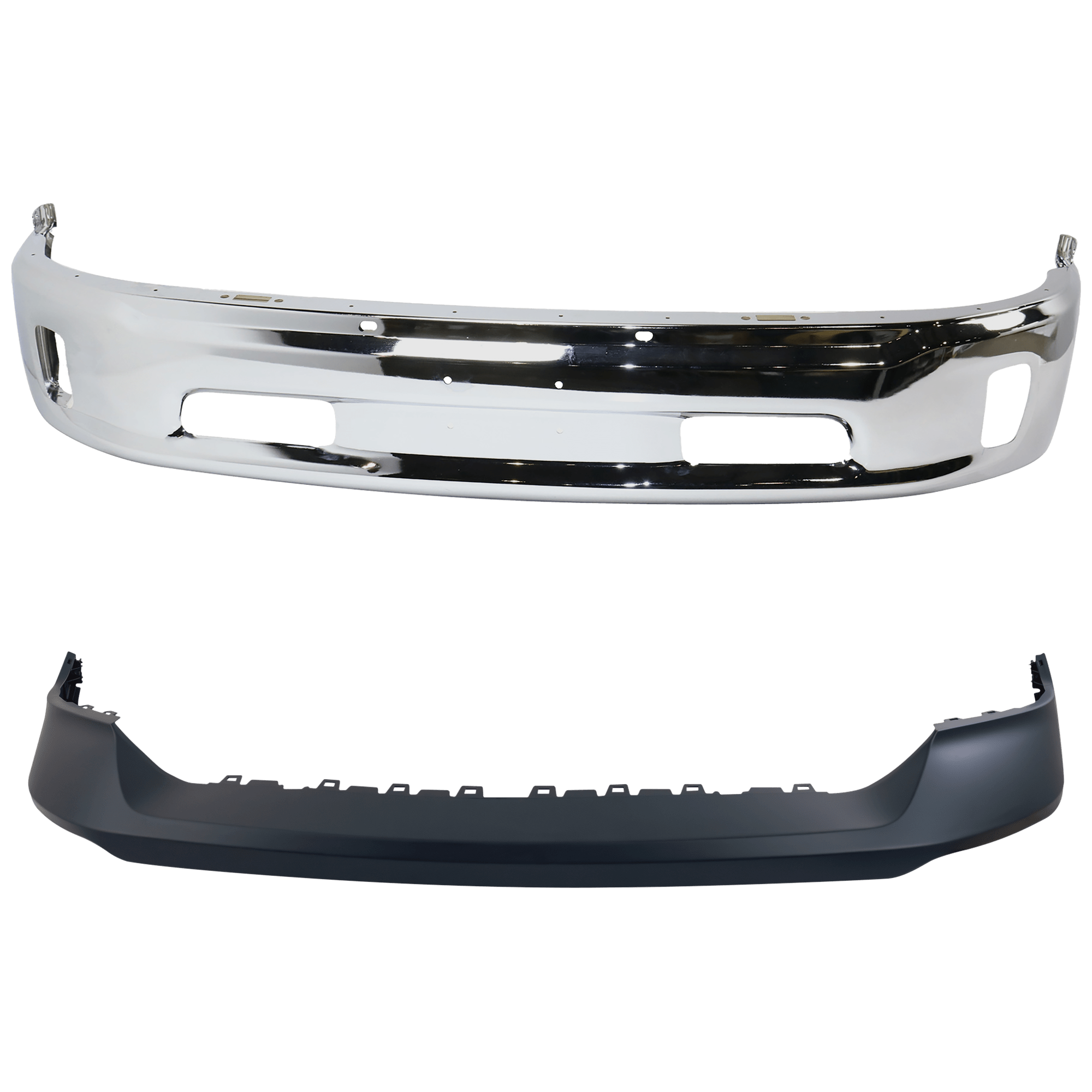 AM RAM 1500-13-18 FRONT BUMPER 2 pc kit w Bumper Cover Includes 19-24-1500 Classic SKU KIT 072924 C3660 Partslink CH1002396 CH1014108 OEM 68160853AB 68197697AA