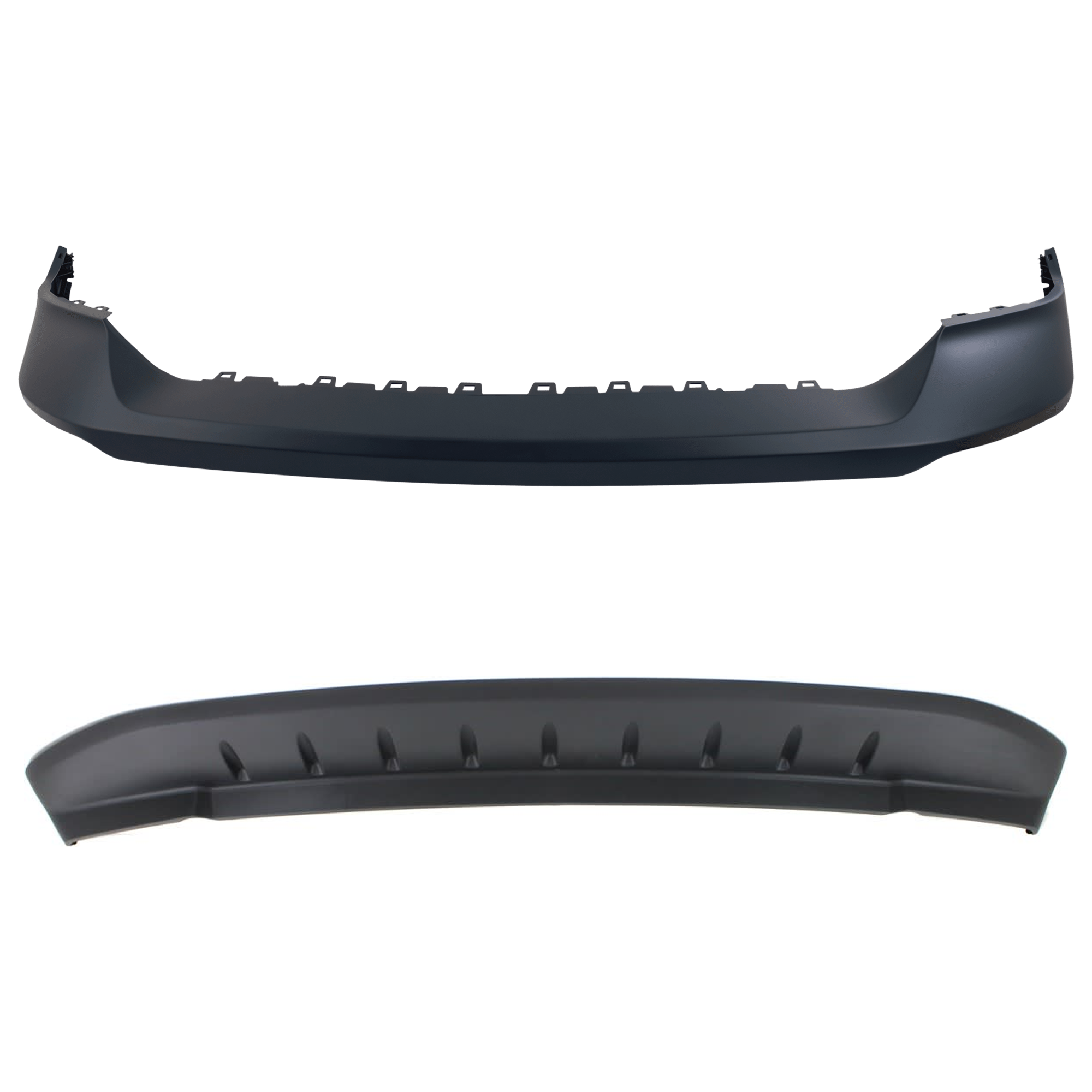 AM RAM 1500-13-18 FRONT BUMPER COVER Upper Primed 2 pc Kit with Valance SKU KIT 072924 C3662 Partslink CH1014108 CH1090147 OEM 68197697AA 5182326AA