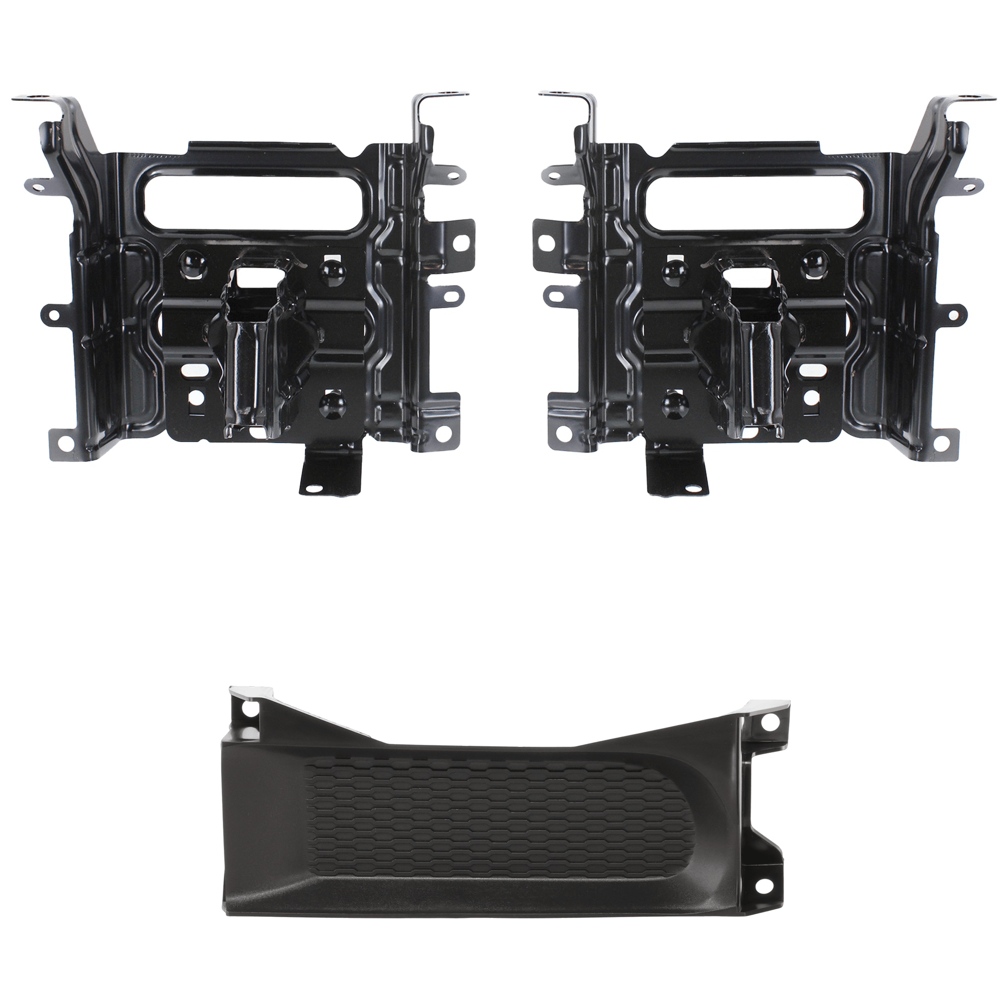 AM 1500-13-18-1500 CLASSIC 19-23 FRONT BUMPER BRACKET RH AND LH 4 pc kit w Bumper Trim SKU KIT 072924 C3689 Partslink CH1061104 CH1037112 OEM 68232485AA 68196984AA