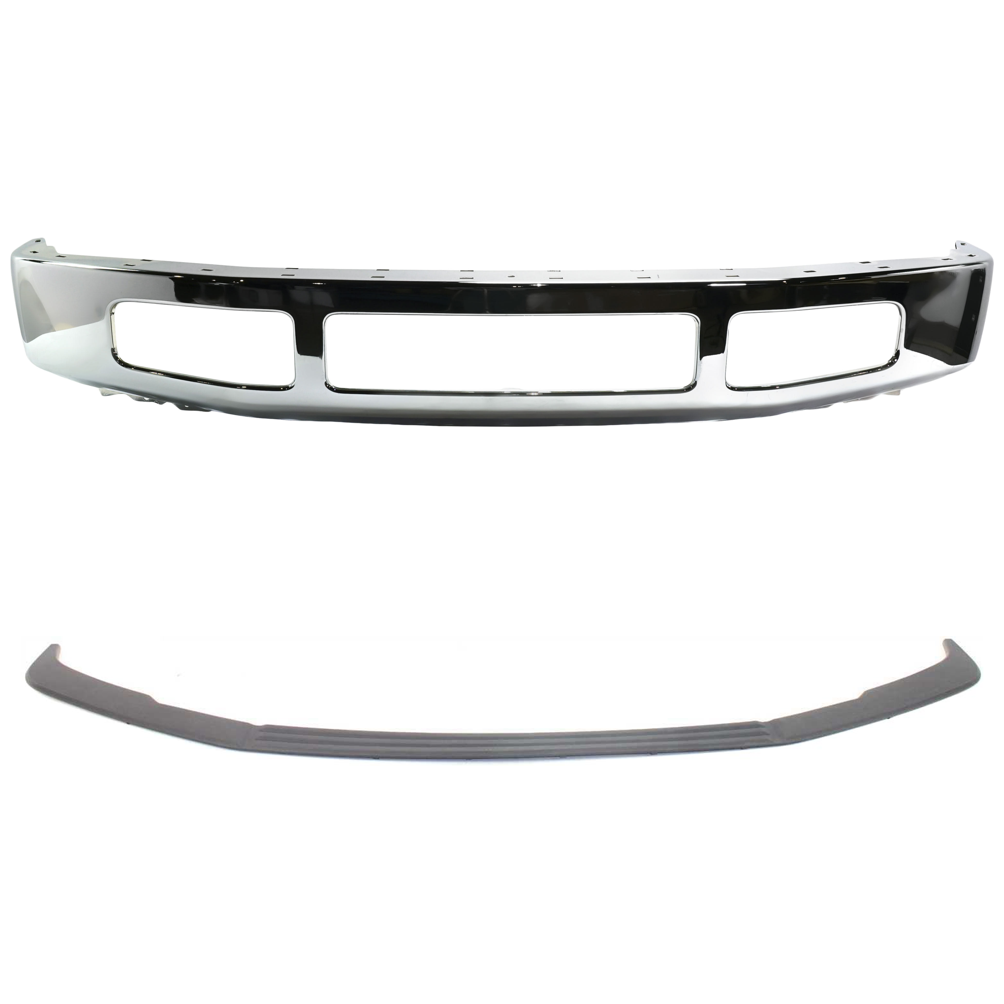 AM F 250 F 350 SUPER DUTY FRONT BUMPER 2 pc kit w Bumper Trim SKU KIT 072924 C3710 Partslink FO1002406 FO1044103 OEM 8C3Z17757B 8C3Z17K833AA