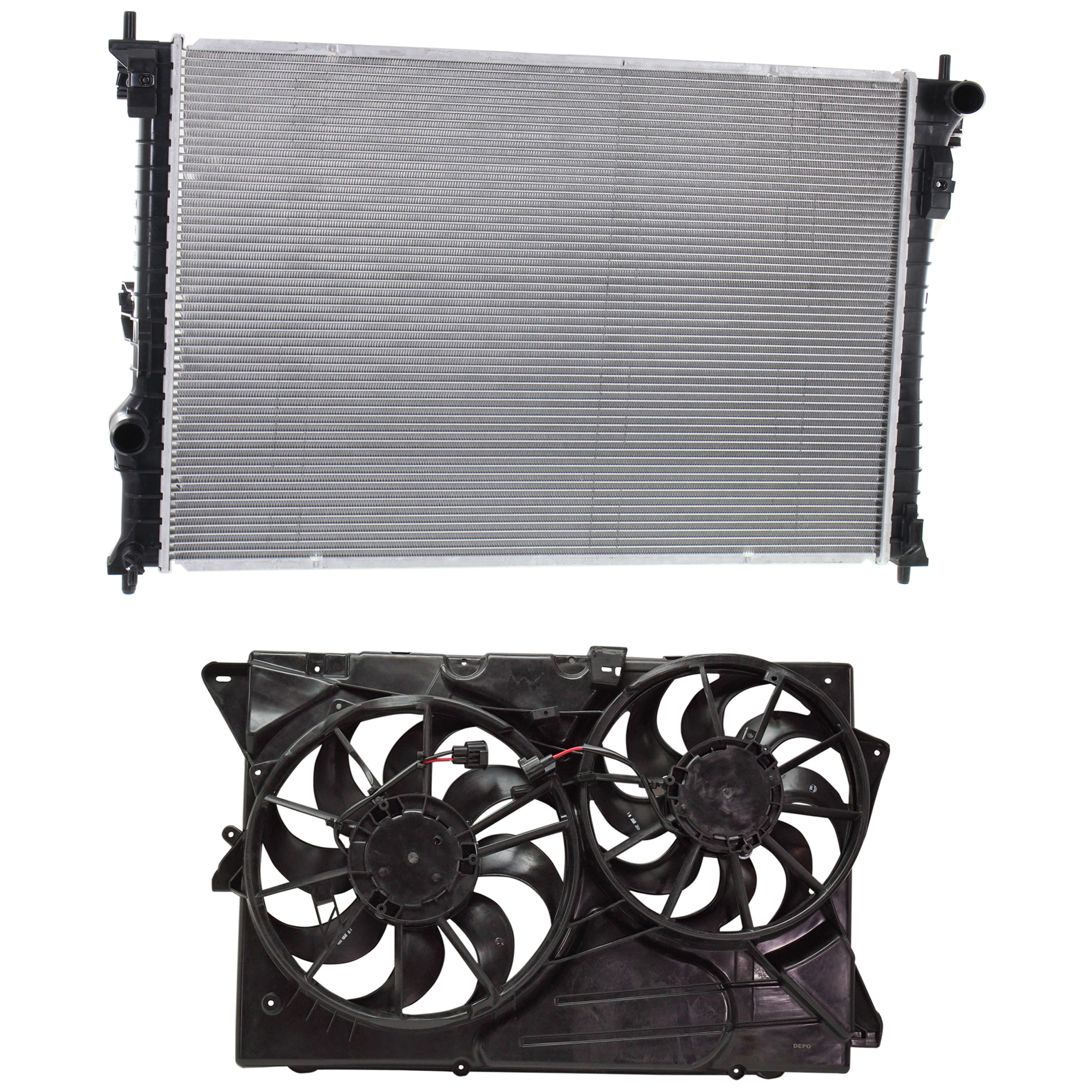 AM EXPLORER 12-12 RADIATOR FAN ASSEMBLY 2 pc Kit Dual Fan w Radiator SKU KIT 072924 C3716 Partslink FO3115187 FO3010340 OEM BA8Z8C607G BA8Z8C607C EB5Z8005