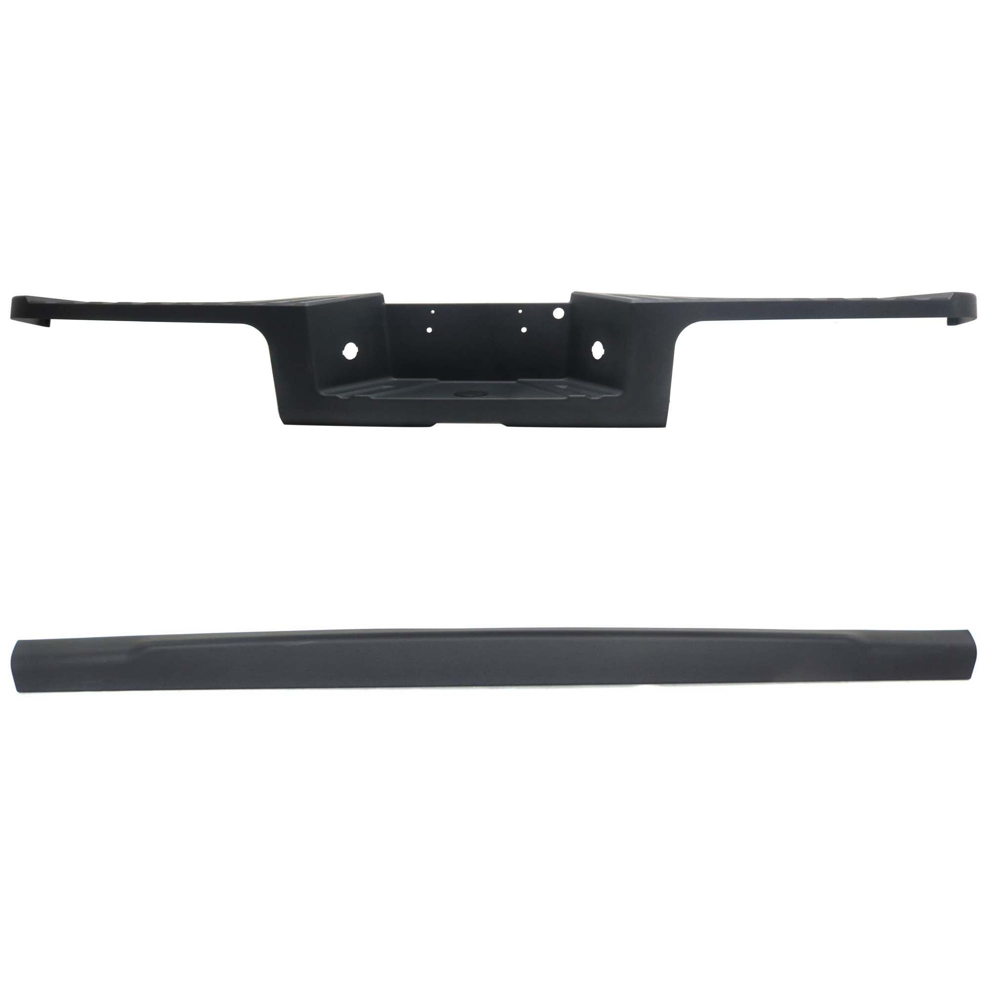 AM F SERIES SUPER DUTY 13-16 REAR BUMPER STEP PAD Black 2 pc Kit with Tailgate Molding SKU KIT 072924 C3726 Partslink FO1191138 FO1904104 OEM DC3Z17B807CA BC3Z9940602B