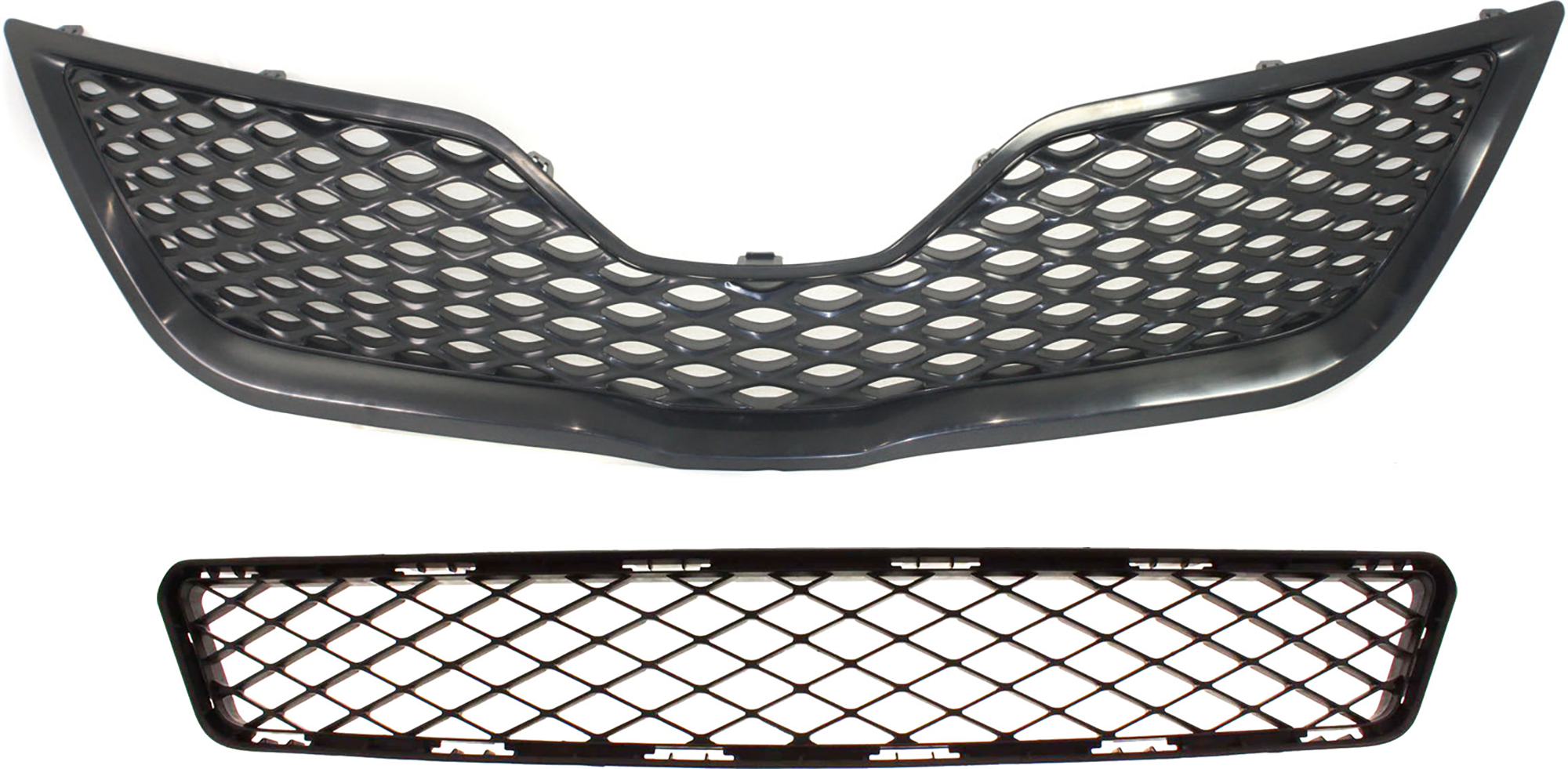 AM CAMRY 10-11 GRILLE 2 pc Kit Painted Black Shell and Insert with Bumper Grille SKU KIT 072924 C3766 Partslink TO1200323 TO1036123 OEM 5310106200C0-5311206170