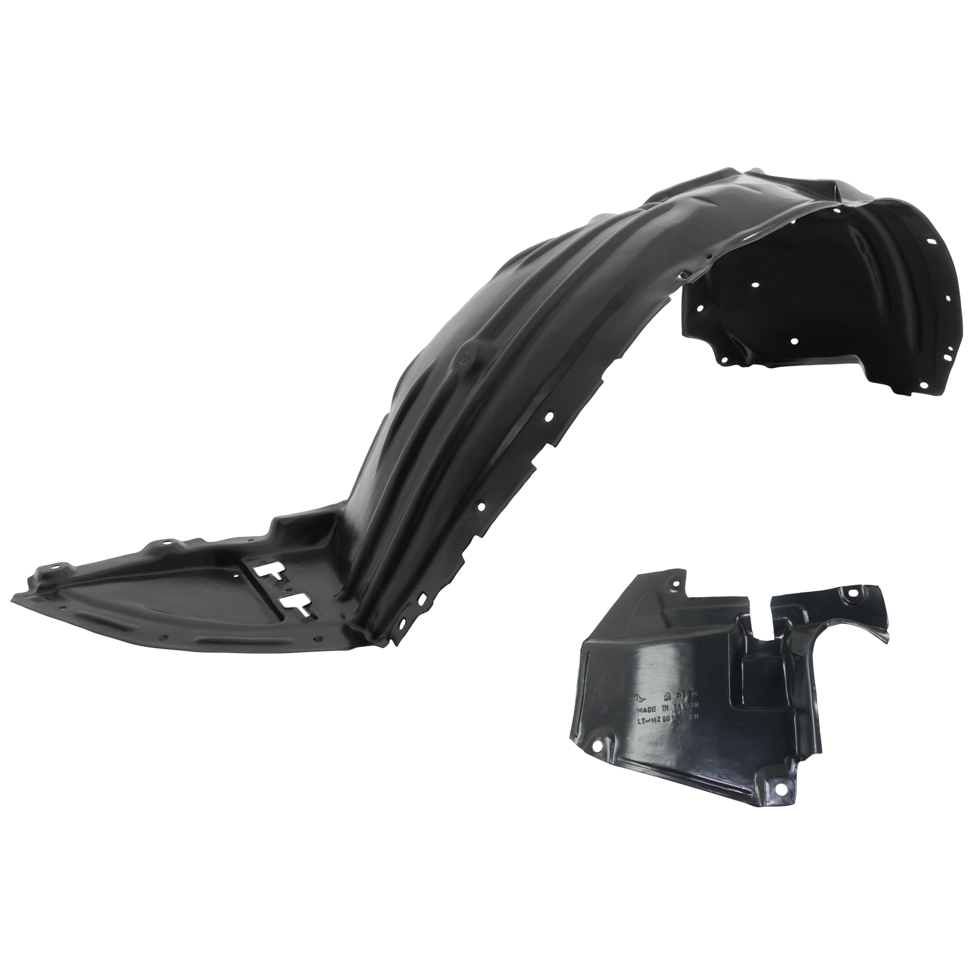 AM CX 5-17-21 FRONT FENDER LINER RH AND LH 2 pc kit with Engine Splash Shield SKU KIT 072924 C3792 Partslink MA1248149 MA1251116 OEM KB7W56140C TK4856341B