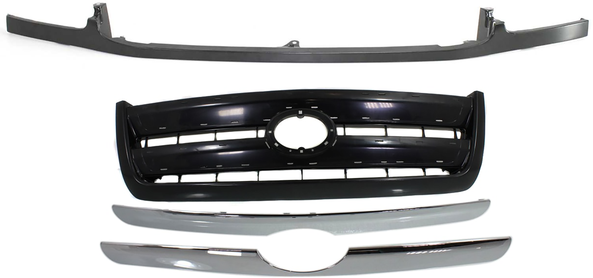 AM TUNDRA 03-06 GRILLE 2 pc Kit ABS Plastic Painted Black Shell and Insert w Chrome Molding Regular Cab Access Cab SR5 Model SKU KIT 072924 C3815 Partslink TO1200262 TO1087109 OEM 531000C100C0-539030C010
