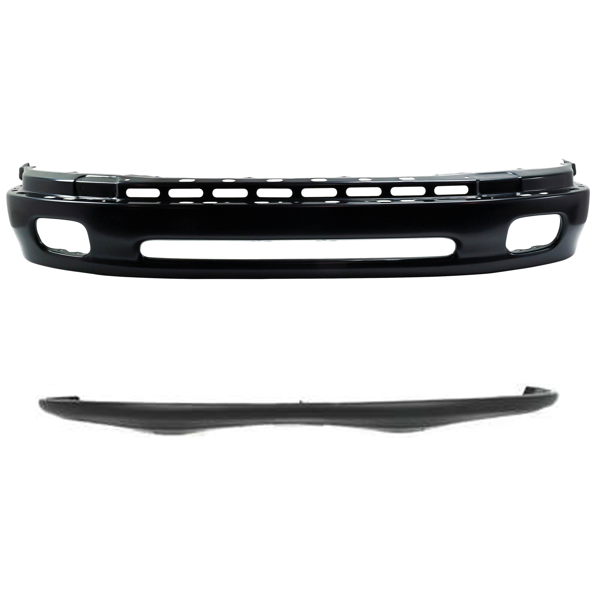 AM TUNDRA 00-06 FRONT BUMPER Lower Black Steel Type 2 pc Kit with Bumper Cover SKU KIT 072924 C3820 Partslink TO1002171 TO1000198 OEM 521010C010-521190C010
