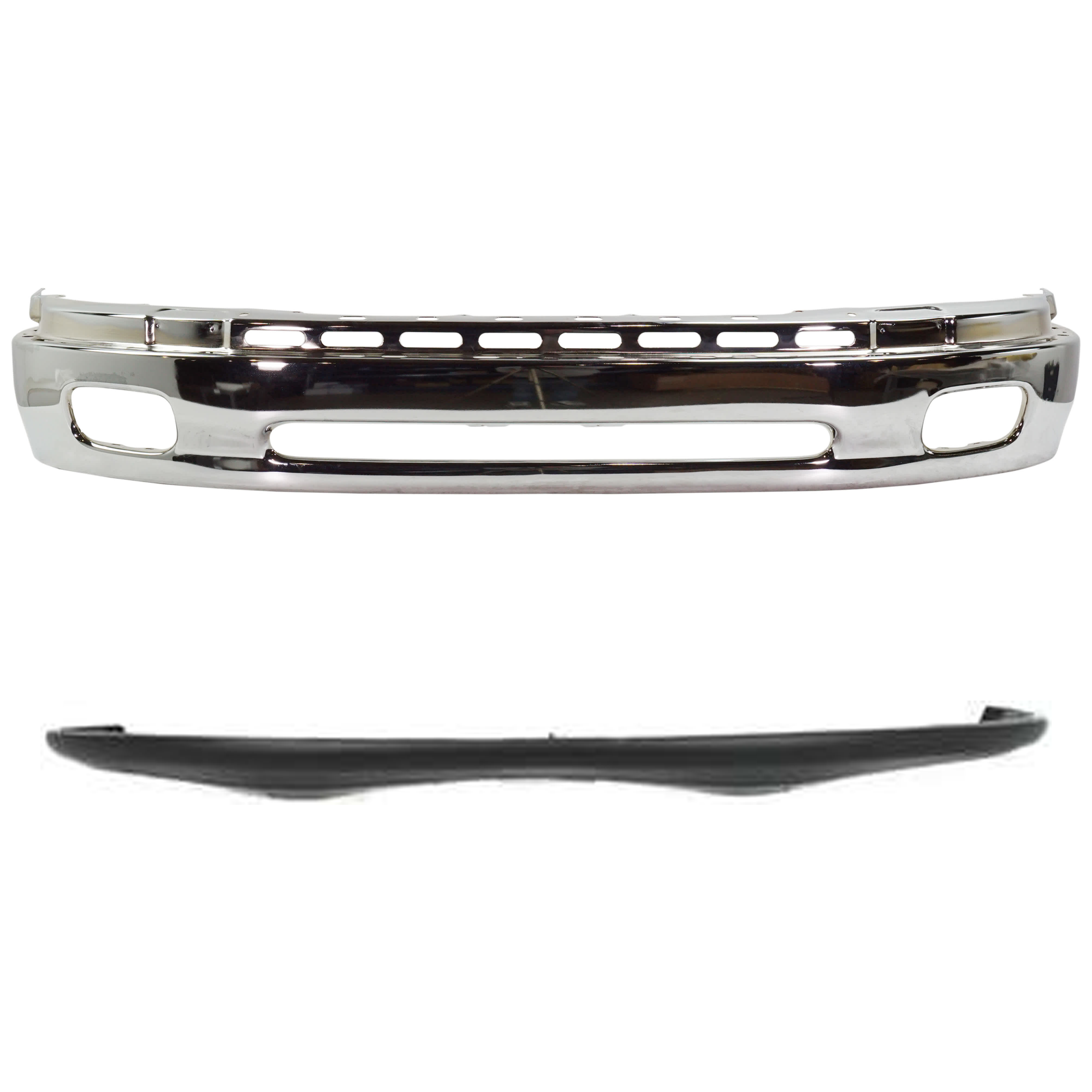 AM TUNDRA 00-06 FRONT BUMPER Lower Chrome Steel Type 2 pc Kit with Bumper Cover SKU KIT 072924 C3823 Partslink TO1002170 TO1000198 OEM 521010C020-521190C010
