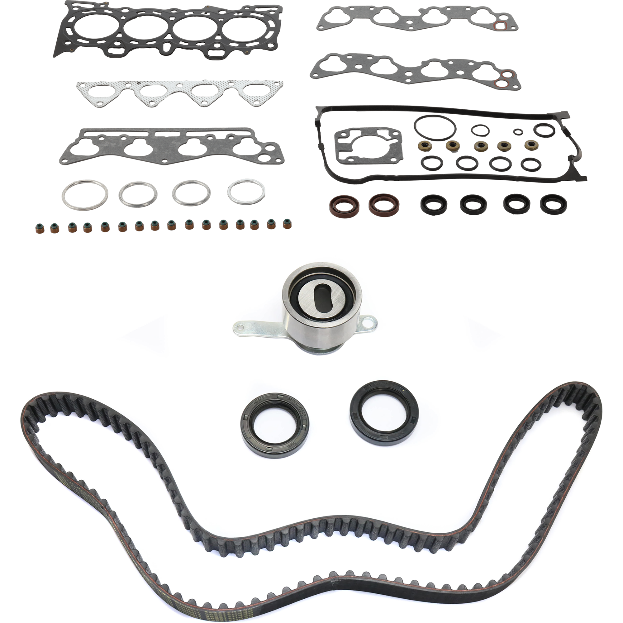 AM CIVIC 96-00 CYLINDER HEAD GASKET 2 pc Kit with Timing Belt Kit SKU KIT 072924 C3915 OEM 2522240 GTK0224 TB224K1 TCK224