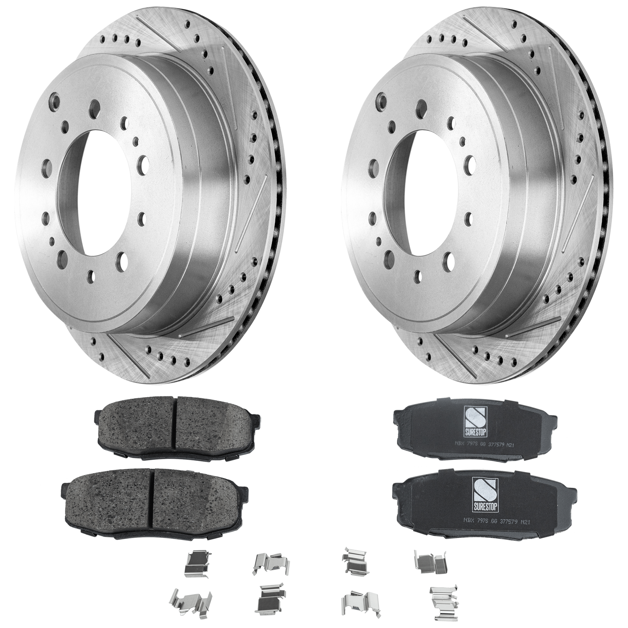 AM LAND CRUISER 08-20 REAR BRAKE DISC AND PAD KIT 2 Wheel Set SKU KIT 072924 C3961 OEM 90076137-980584FZN HC31483X 04