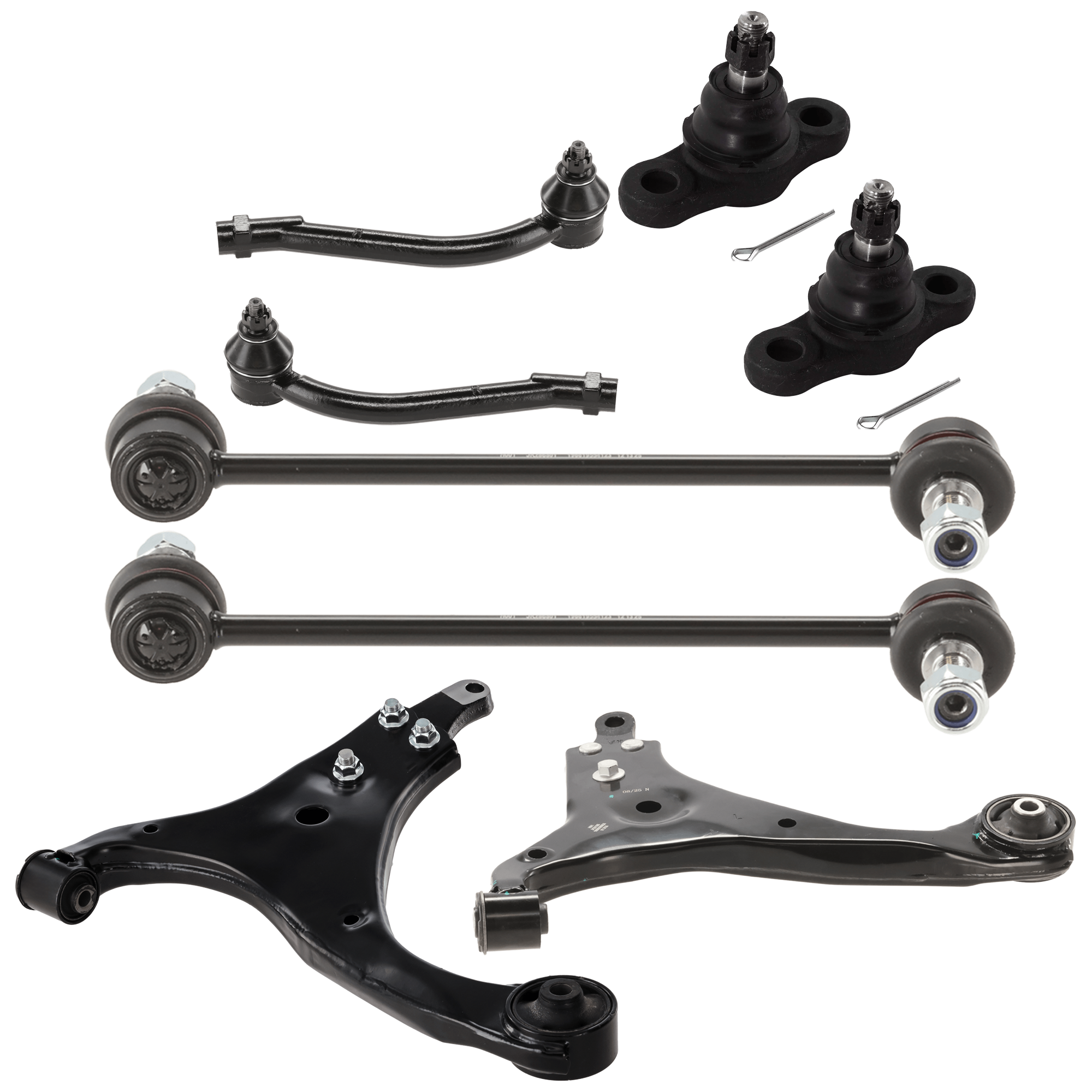 AM ELANTRA 07-08 FRONT CONTROL ARM RH AND LH Lower w o ball joint s 8 pc Kit with Ball Joint Sway Bar Link and Tie Rod End SKU KIT 072924 C4132 OEM 545002H000-545002H100-545012H0