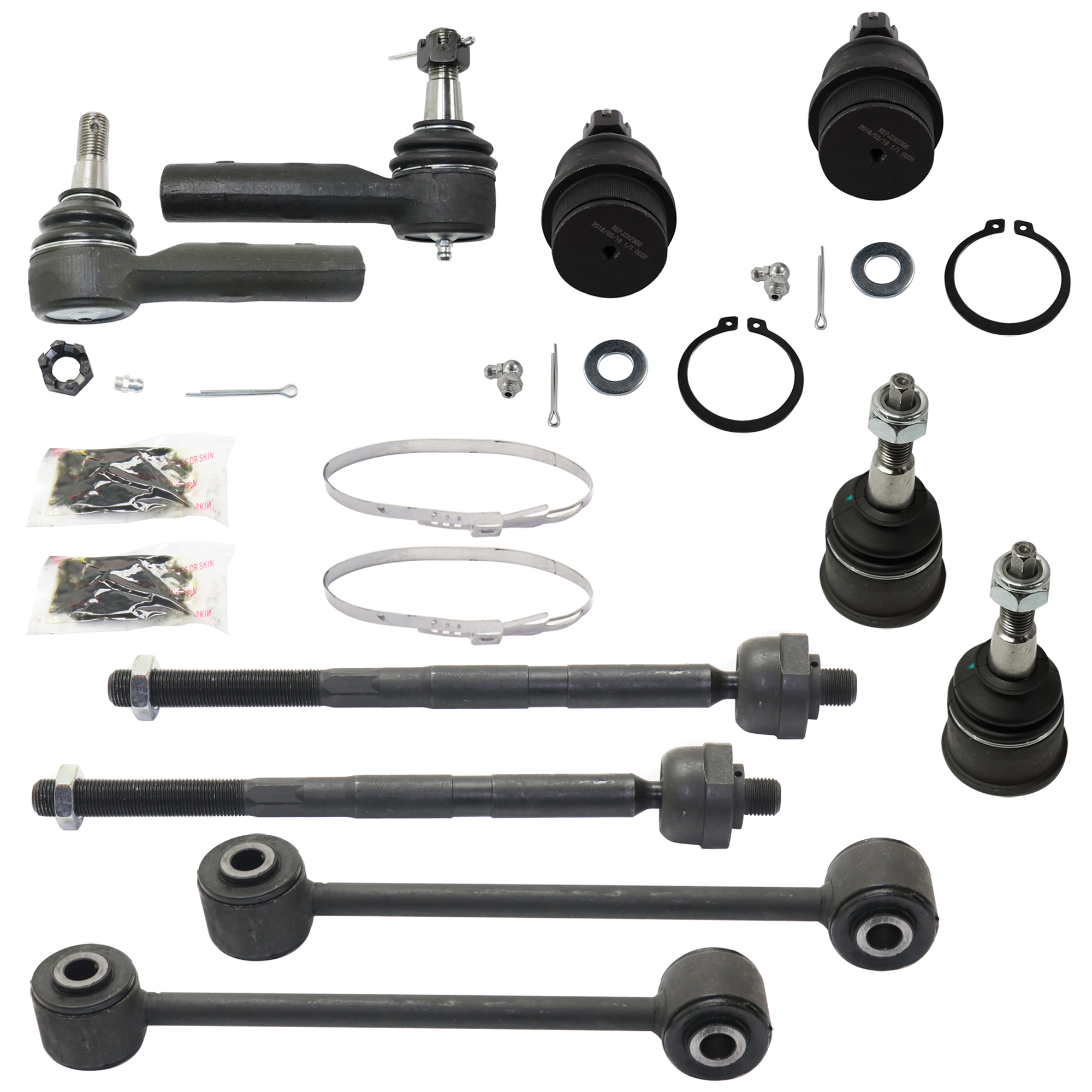 AM GRAND CHEROKEE 05-10 FRONT TIE ROD END RH AND LH Inner and Outer 10 pc kit with Ball Joint and Sway Bar Link SKU KIT 072924 C4192 OEM 2693374-4012037-4012037B 45A10