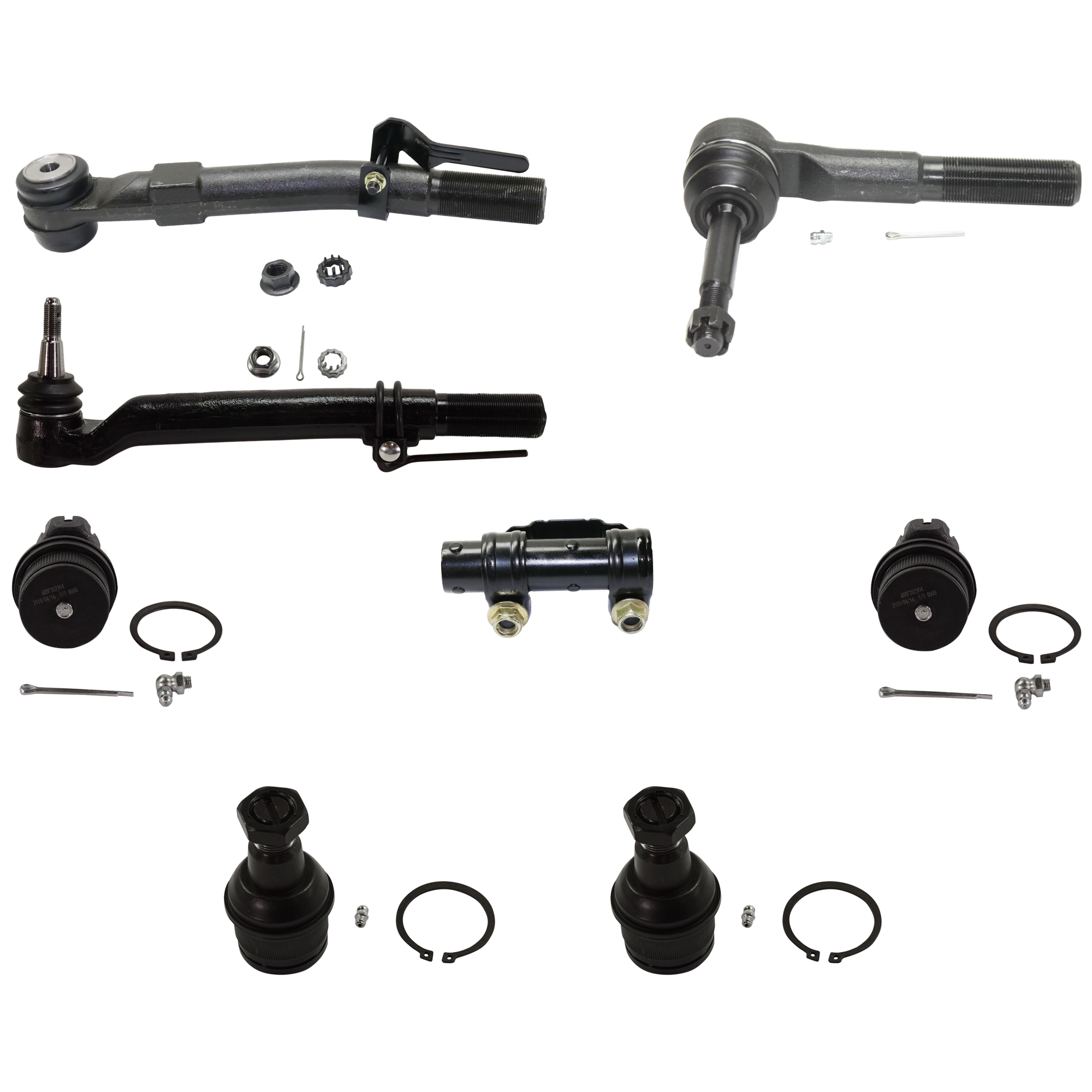 AM F 250 F 350 SUPER DUTY 05-22 FRONT TIE ROD END RH AND LH Outer 8 pc kit with Ball Joint and Tie Rod Adjusting Sleeve SKU KIT 072924 C4200 OEM 5C3Z3A131HA BC3Z3A131F BC3Z3