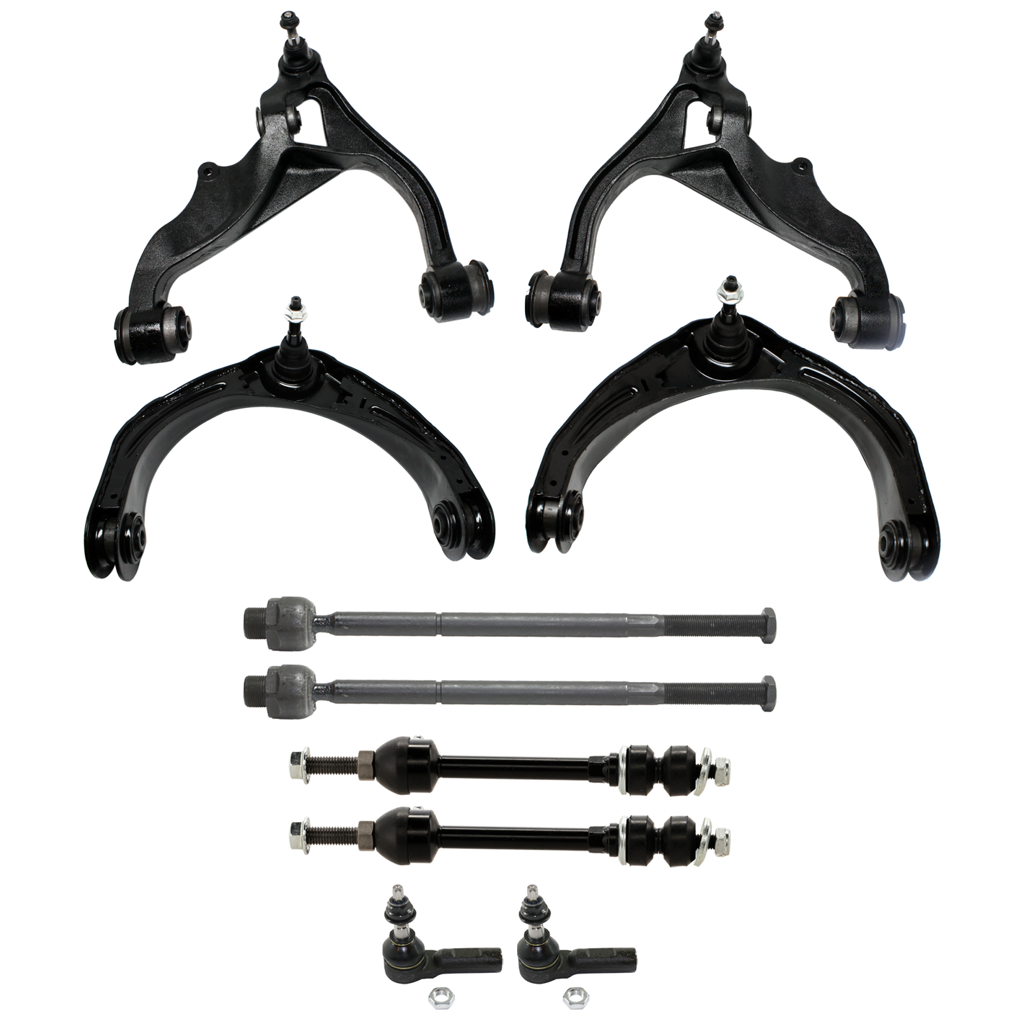 AM RAM FULL SIZE PICKUP 06-08 FRONT CONTROL ARM RH AND LH Upper and Lower 10 pc Kit with Sway Bar Link and Tie Rod End SKU KIT 072924 C4213 OEM 55366438AE 55366438AG 553664
