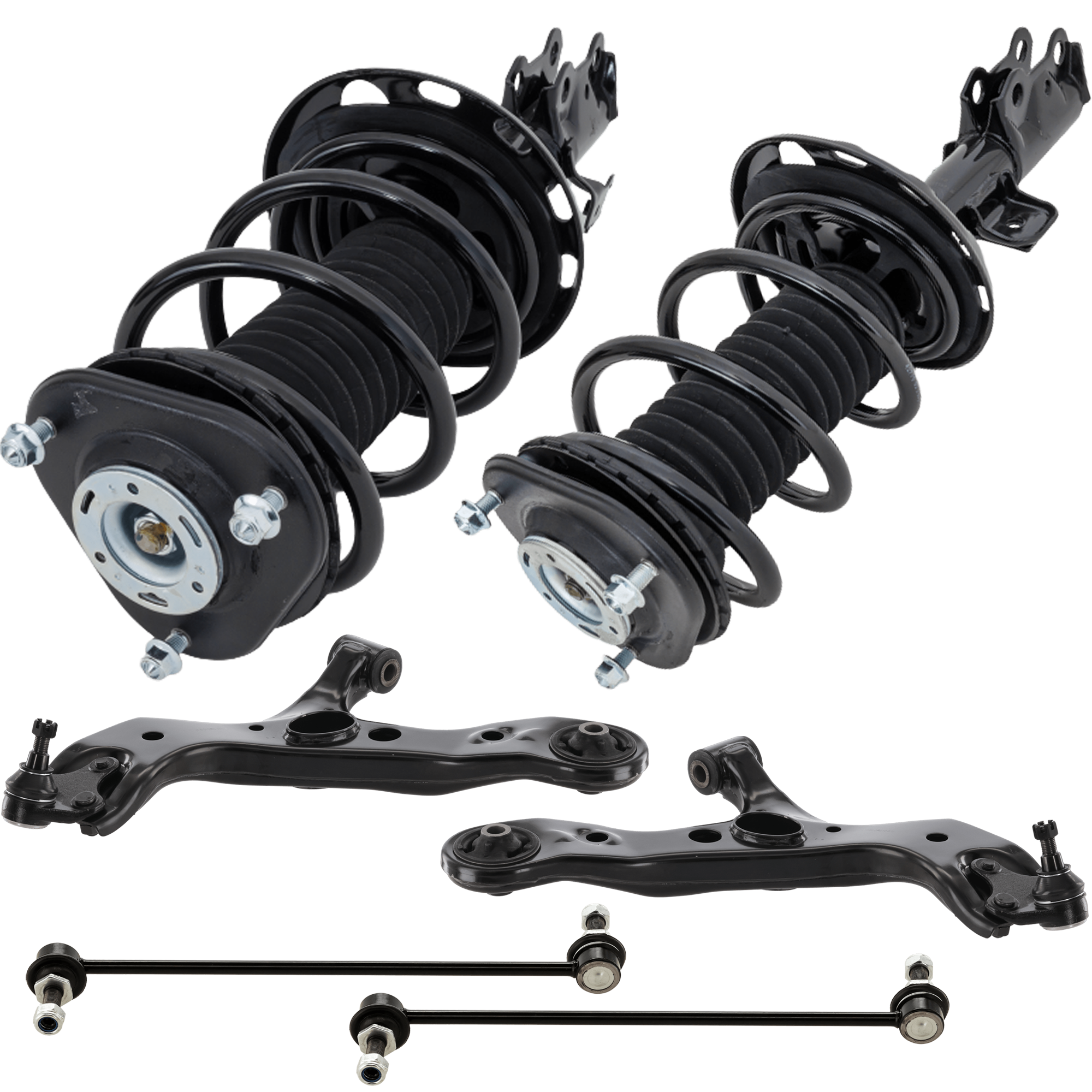 AM RAV4-06-12 FRONT FULLY LOADED STRUT RH AND LH 6 pc kit with Control Arms and Sway Bar Links SKU KIT 072924 C4255 OEM 11253-11255-172276-816931-9214