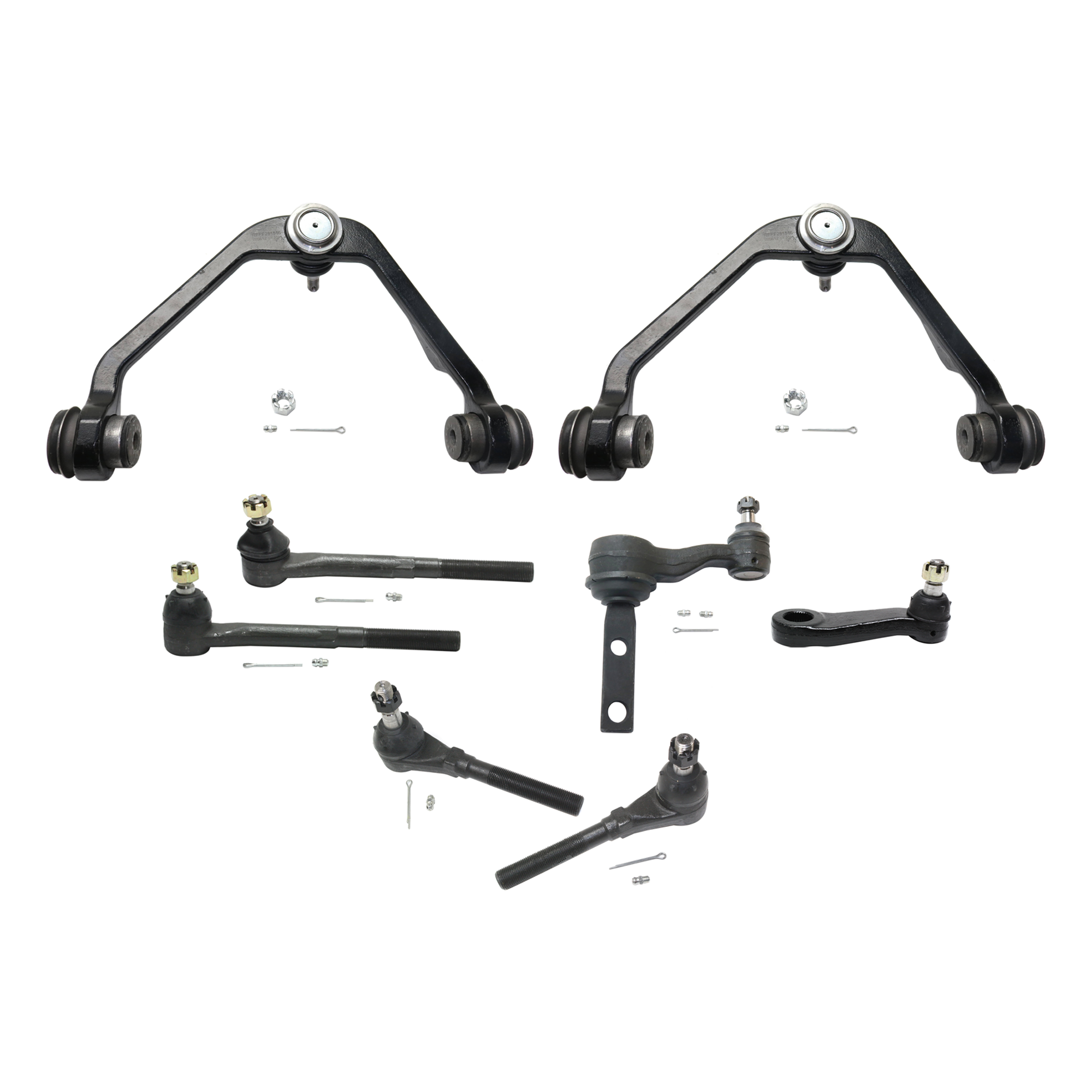 AM F SERIES PICKUP 97-04 FRONT CONTROL ARM RH AND LH Upper w ball joint s 10 pc Kit with Idler Arm Pitman Arm Tie Rod End Tie Rod Adjusting Sleeve SKU KIT 072924 C4272 OEM 5L3Z3084B F65Z3084AB XL3Z3084A