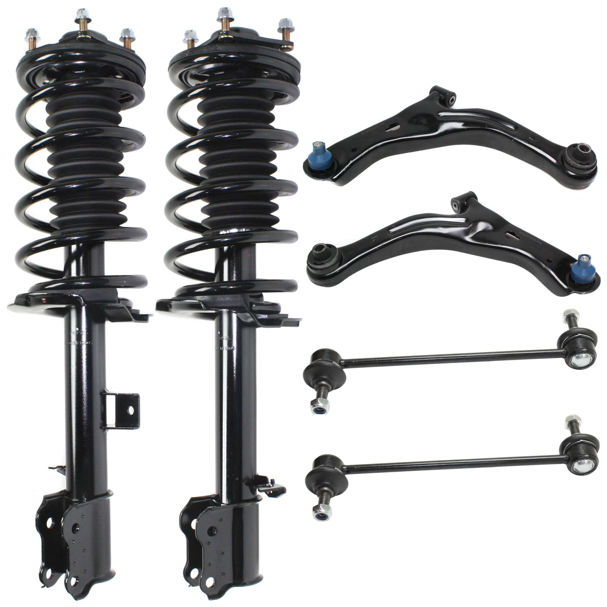 AM ESCAPE TRIBUTE 01-04 FRONT FULLY LOADED STRUT RH AND LH 6 pc kit with Control Arms and Sway Bar Links SKU KIT 072924 C4347 OEM 3U2Z18124VAA 6L8Z18124AC 8L8Z1
