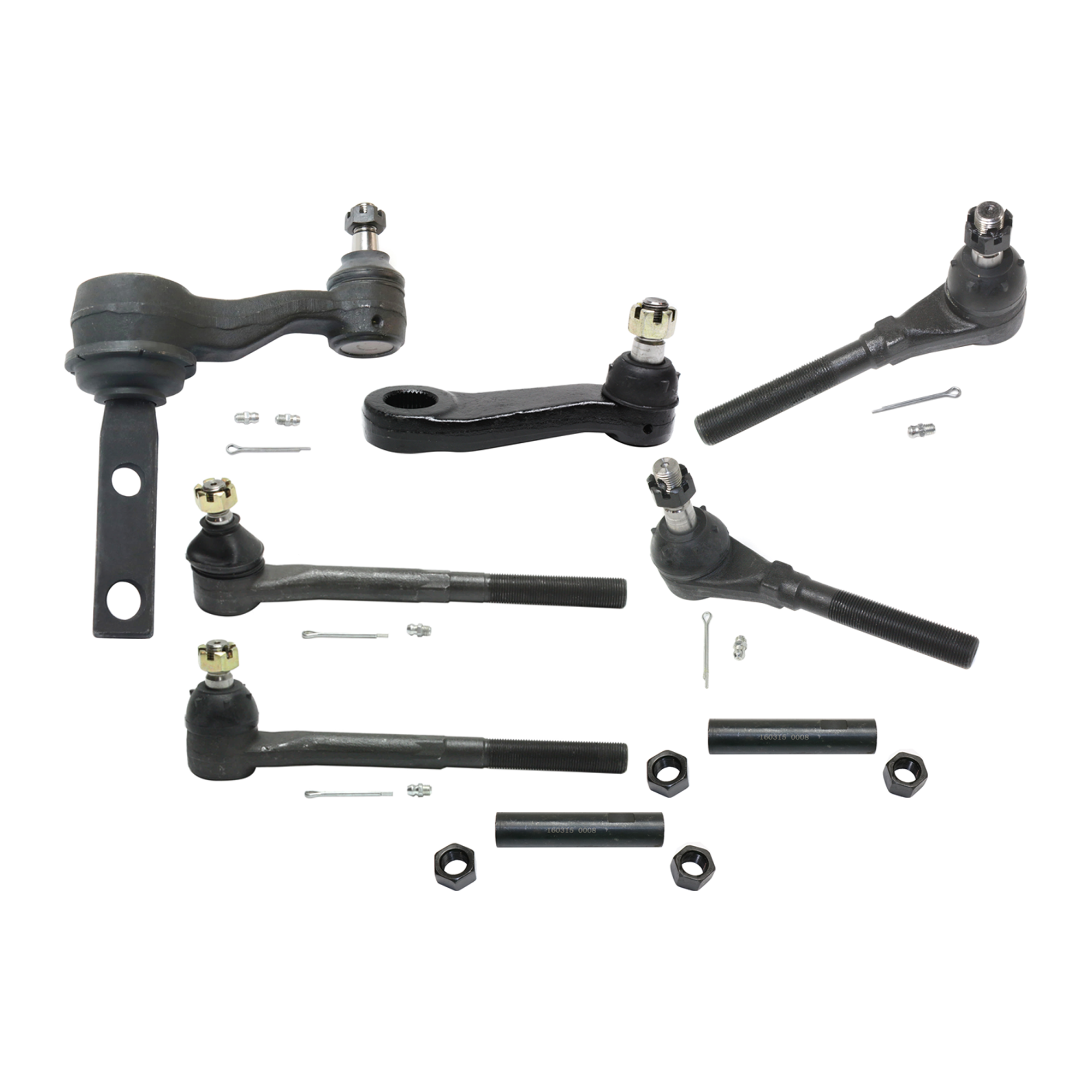 AM F SERIES 97-04 FRONT IDLER ARM 8 pc Kit with Pitman Arm Tie Rod Adjusting Sleeve and Tie Rod End SKU KIT 072924 C4433 OEM 190150-985502-2681666-4451063