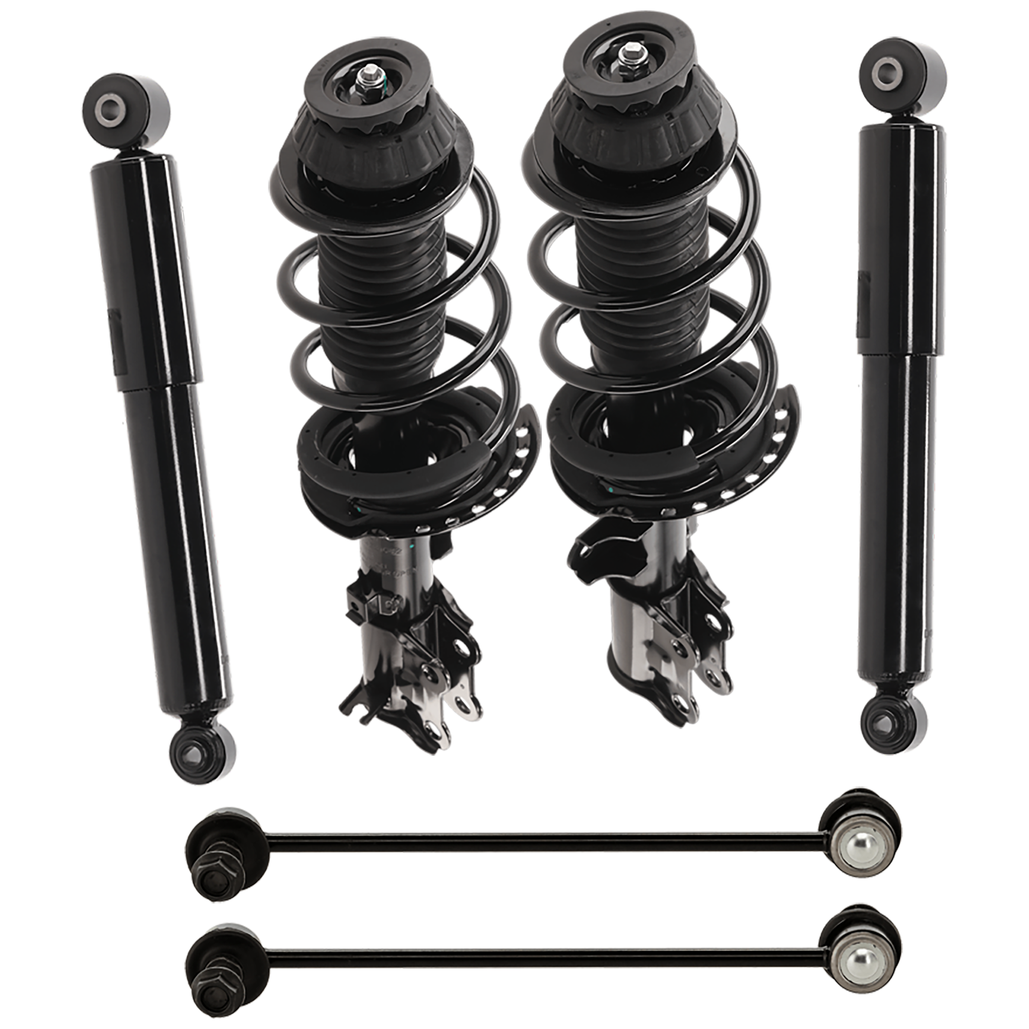 AM RIO 12-17 FRONT AND REAR SHOCK ABSORBER AND STRUT ASSEMBLY RH AND LH 6 pc kit with Sway Bar Links SKU KIT 072924 C4462 OEM 546601R200-92140376-172706-270
