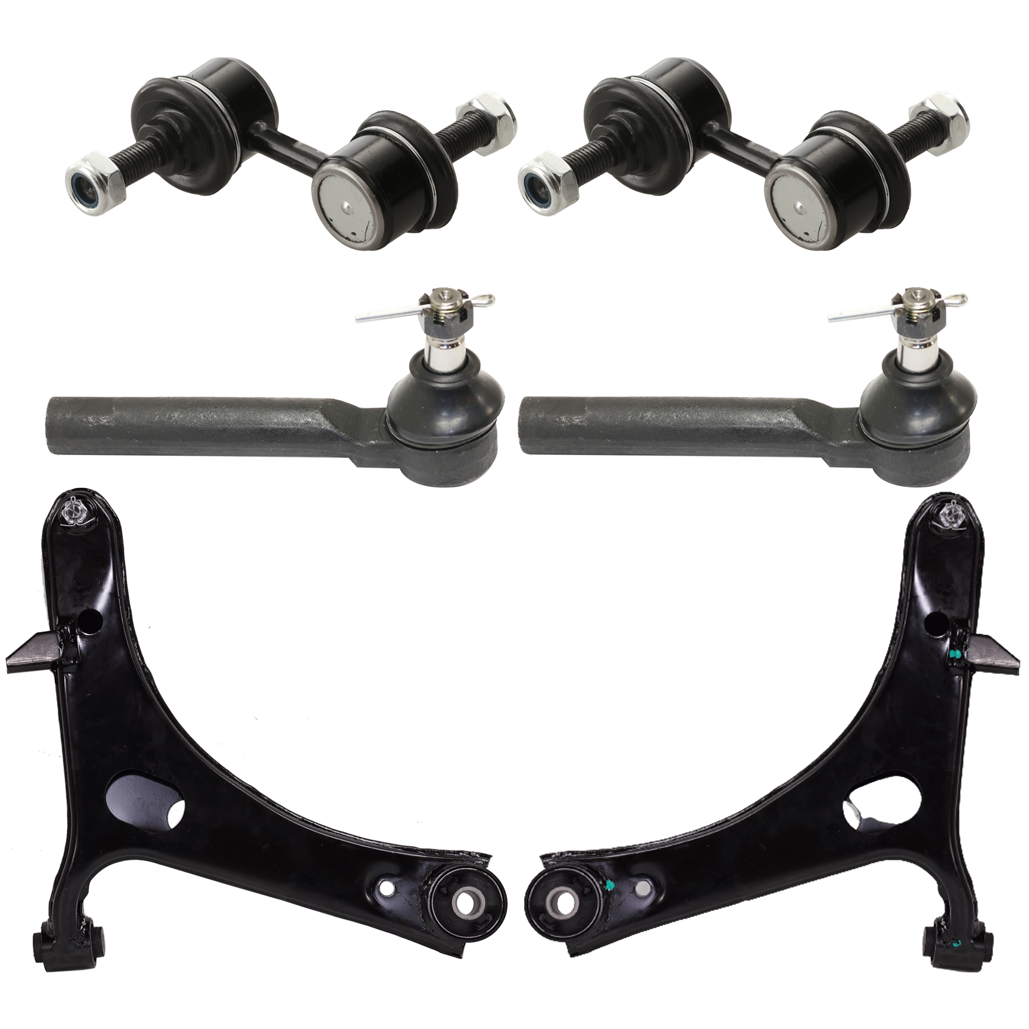AM LEGACY OUTBACK 05-09 FRONT CONTROL ARM RH AND LH Lower w ball joint s 6 pc Kit with Sway Bar Link and Tie Rod End SKU KIT 072924 C4483 OEM 20202AG02D 20202AG03D 18376-10