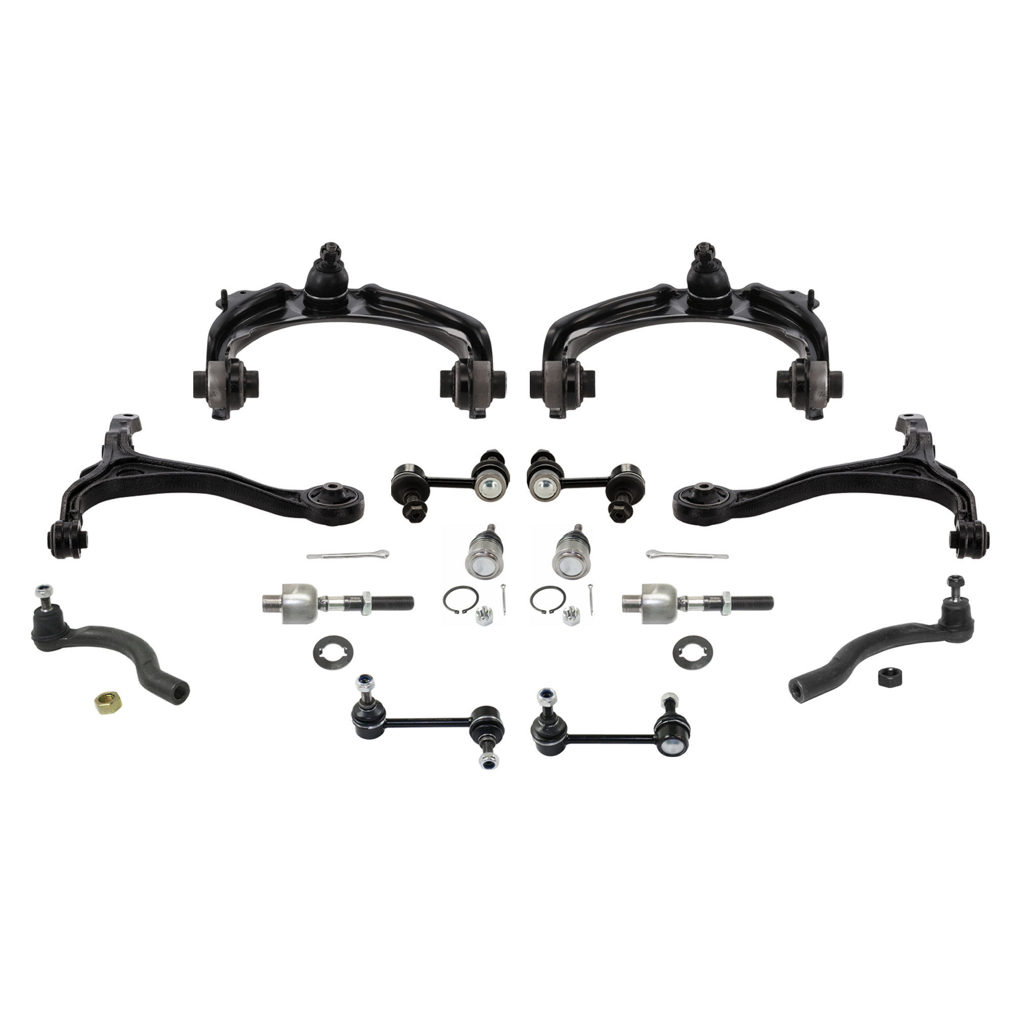 AM ACCORD 03-07 FRONT CONTROL ARM RH AND LH Upper and Lower 14 pc Kit with Ball Joint Sway Bar Link and Tie Rod End SKU KIT 072924 C764 OEM 51350SDAA01-51350SDAA03-51350S