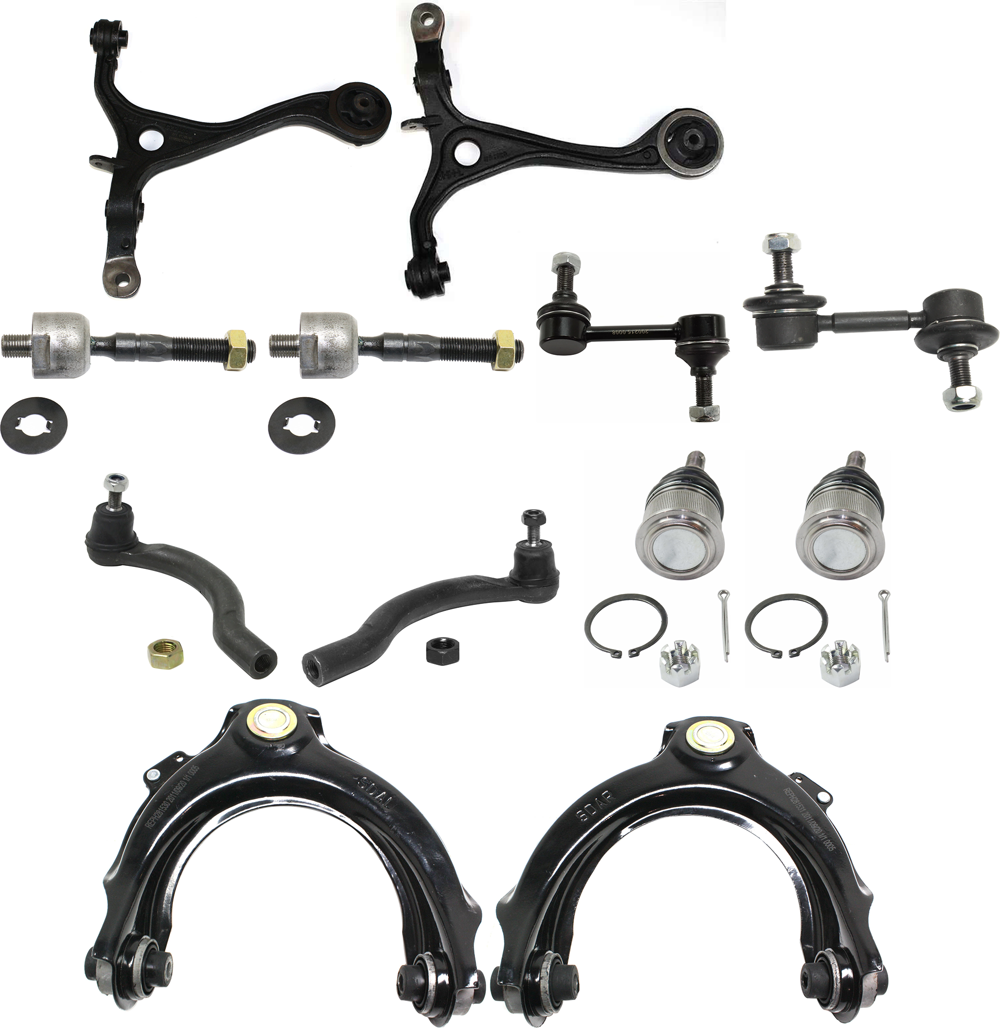 AM ACCORD 03-07 TSX 04-08 FRONT CONTROL ARM RH AND LH Upper and Lower 12 pc Kit with Ball Joint Sway Bar Link and Tie Rod End SKU KIT 072924 C806 OEM 51350SDAA01-51350SDAA03-5135