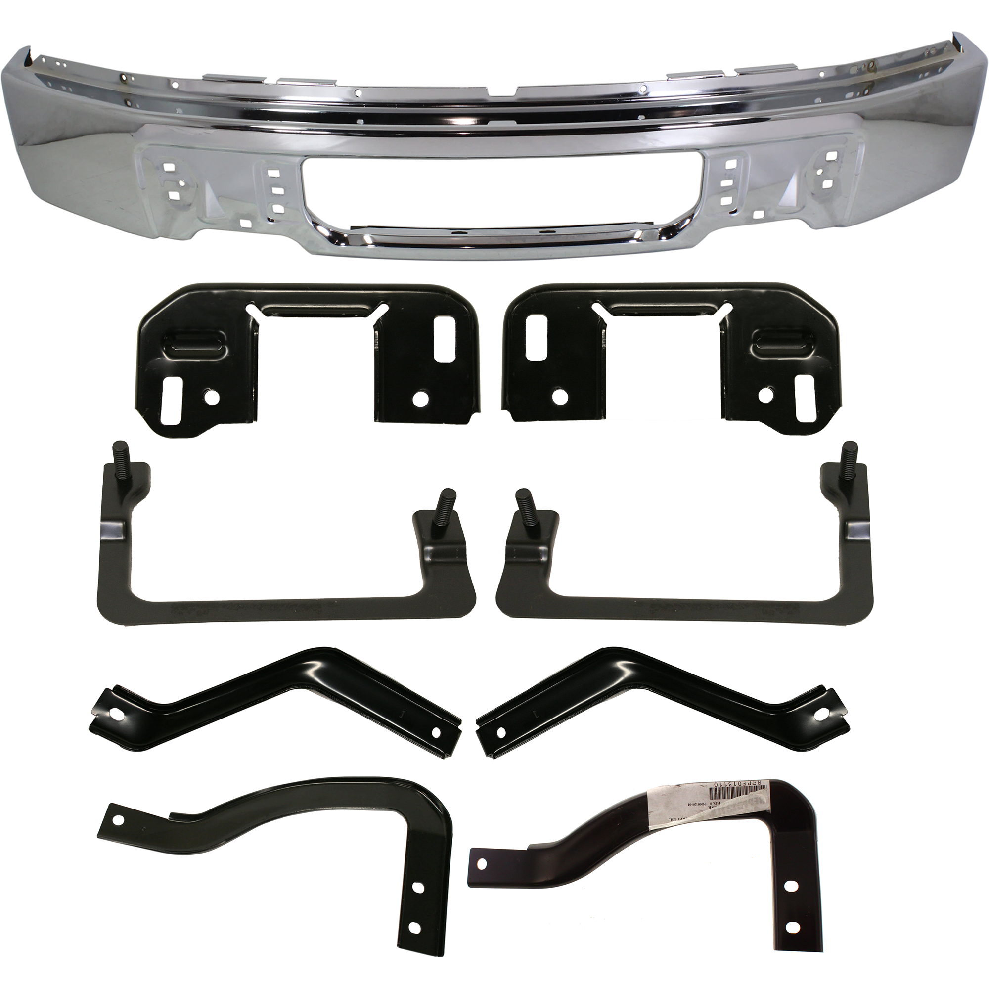 AM F 150-10-14 FRONT BUMPER 9 pc kit with Bumper Bracket SKU KIT 072924 C834 Partslink FO1002412 FO1066179 FO1067179 FO1067178 FO1066178 FO1067181 FO1066181 FO1066177 FO1067177 OEM 9L3Z17757A 9L3Z17755B 9L3Z1775
