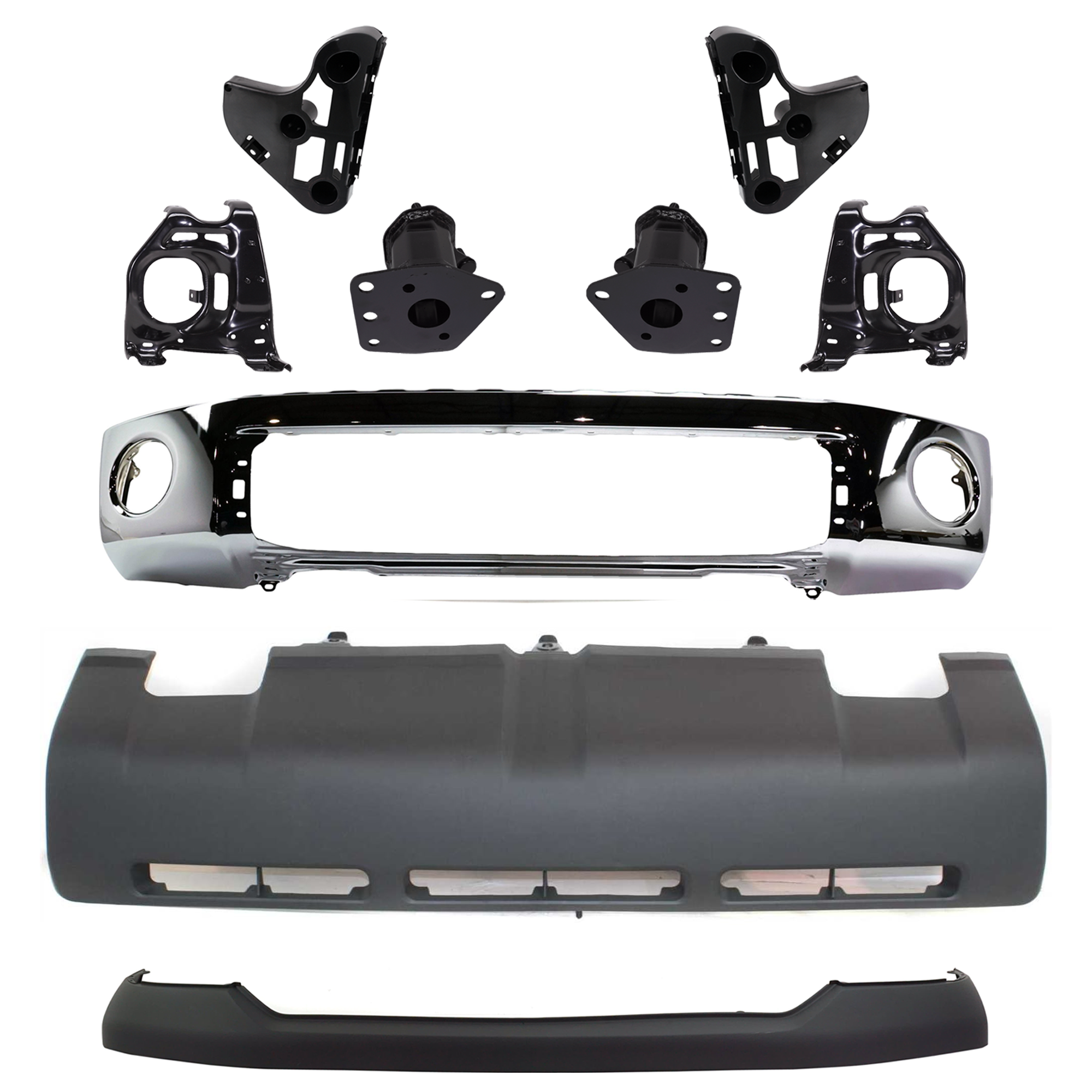 AM TUNDRA 07-09 FRONT BUMPER 9 pc kit with Bumper Cover Valance and Bumper Bracket SKU KIT 072924 C842 Partslink TO1002182 TO1067168 TO1067162 TO1066162 TO1067170 TO1066170 TO1067166 TO1066166 TO1014100 TO1095199 OEM 521110C021-520250C010-520260C0