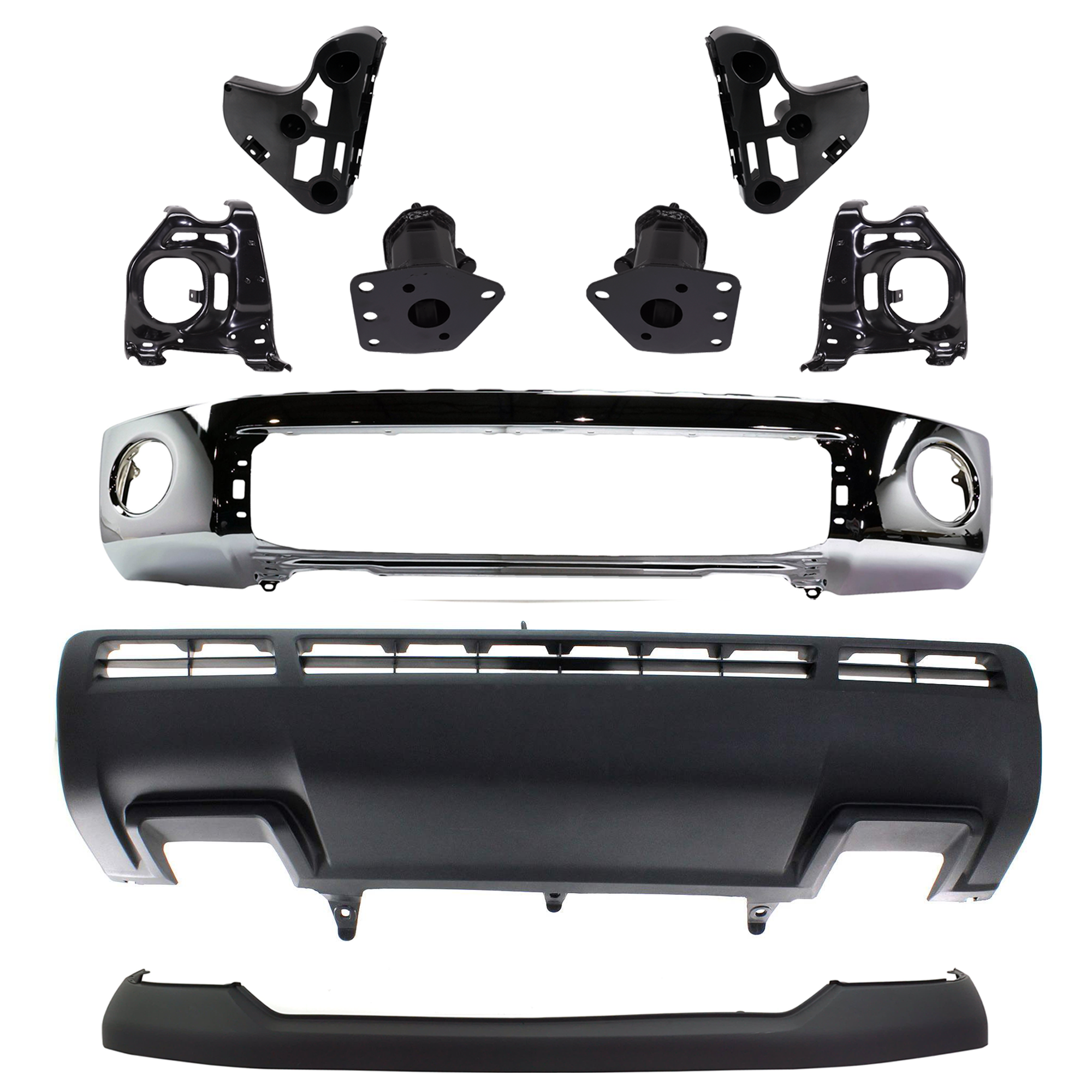 AM TUNDRA 10-13 FRONT BUMPER 9 pc kit with Bumper Cover Bumper Bracket and Valance SKU KIT 072924 C843 Partslink TO1002182 TO1067168 TO1067162 TO1066162 TO1067170 TO1066170 TO1067166 TO1066166 TO1014100 TO1095202 OEM 521110C021-520250C010-520260C0