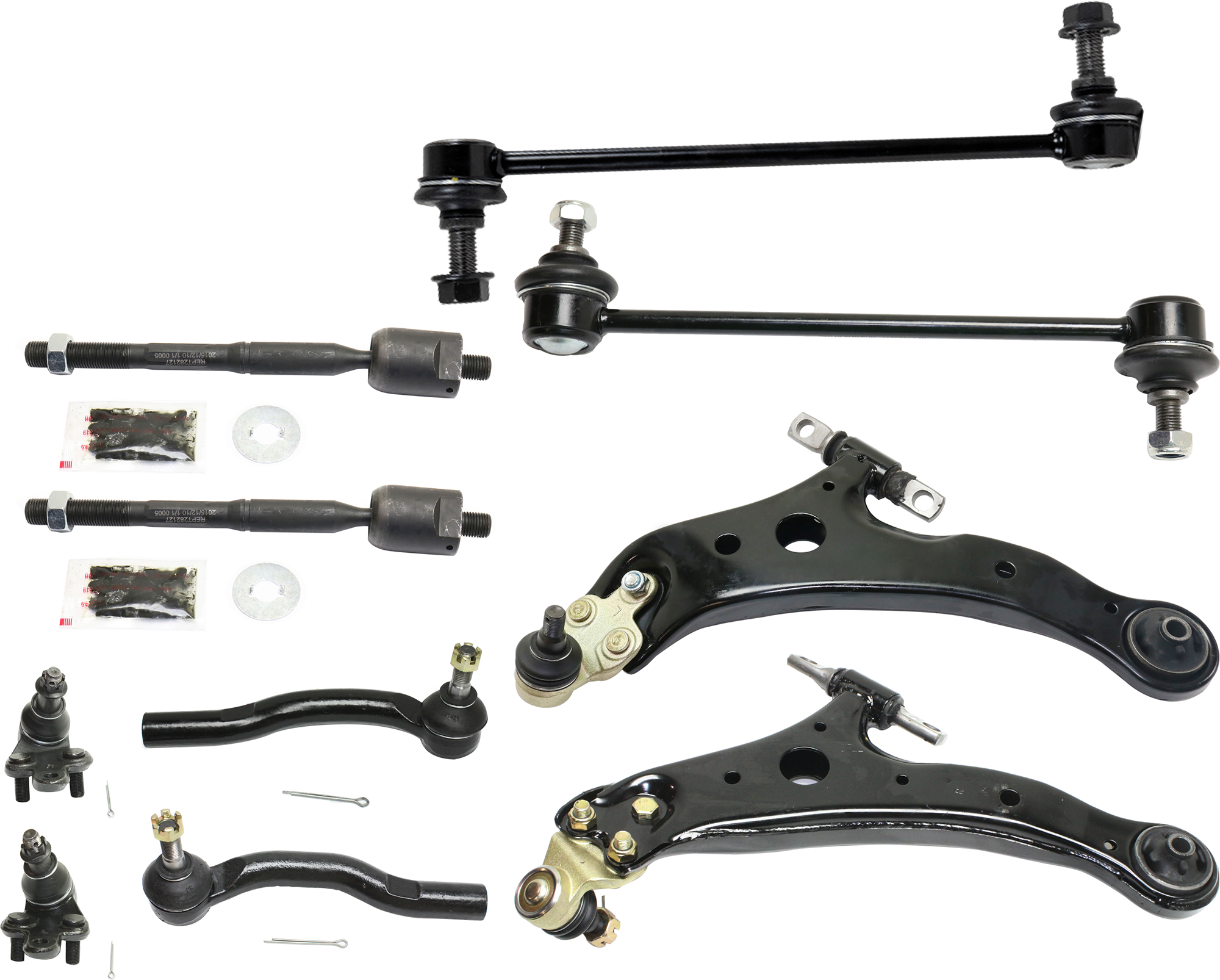 AM CAMRY ES300-02-03 FRONT CONTROL ARM RH AND LH Lower 10 pc Kit w Ball Joint Sway Bar Link and Tie Rod End SKU KIT 072924 C874 OEM 104307-1014883-2601570-5051