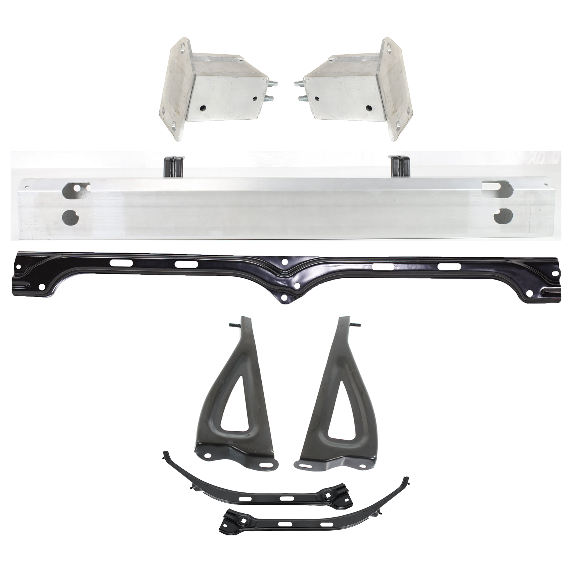 AM TACOMA 05-06 FRONT REINFORCEMENT 8 pc kit Aluminum with Bumper Bracket SKU KIT 072924 C916 Partslink TO1006202 TO1066154 TO1067154 TO1067155 TO1066155 TO1065102 TO1027106 TO1026106 OEM 5202104010-5327404020-53273040
