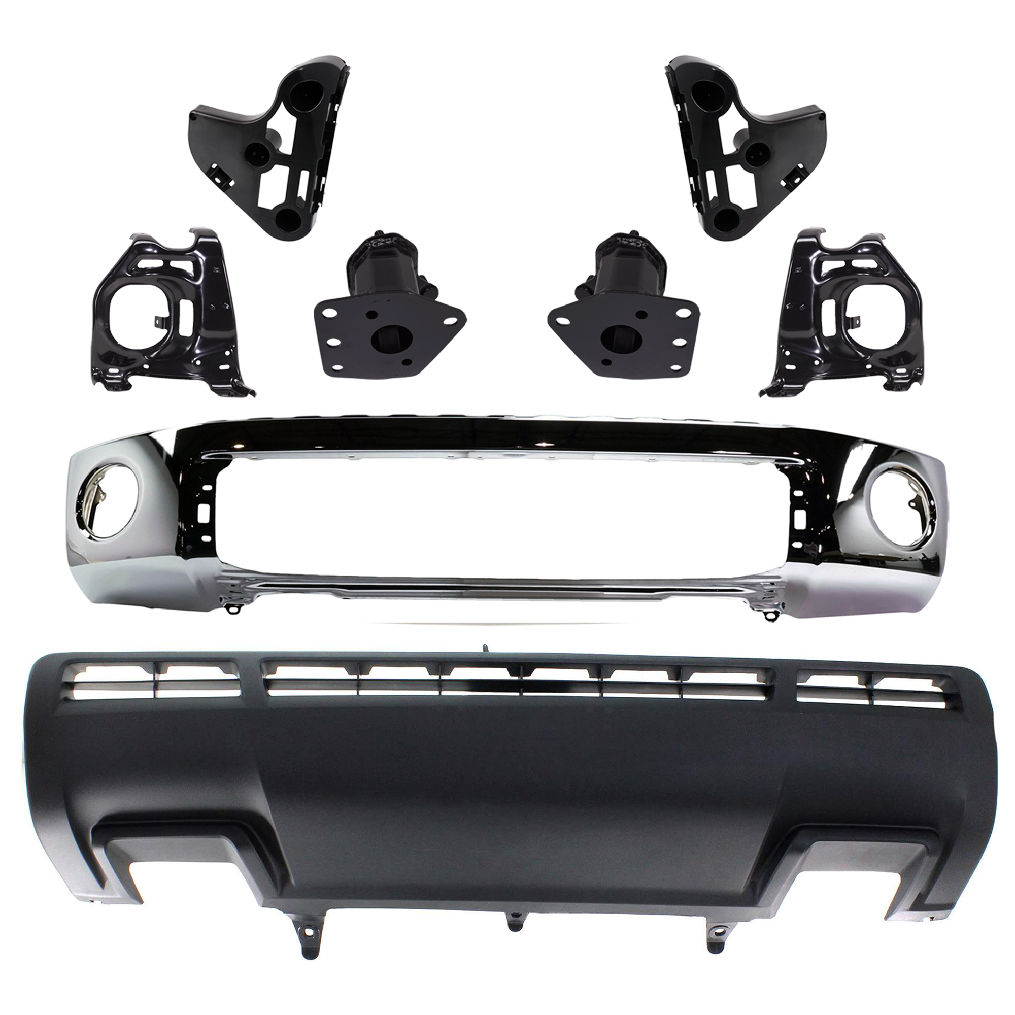 AM TUNDRA 10-13 FRONT BUMPER 8 pc kit w Bumper Bracket SKU KIT 072924 C919 Partslink TO1002182 TO1067168 TO1067162 TO1066162 TO1067170 TO1066170 TO1067166 TO1066166 TO1095202 OEM 521110C021-520250C010-520260C0
