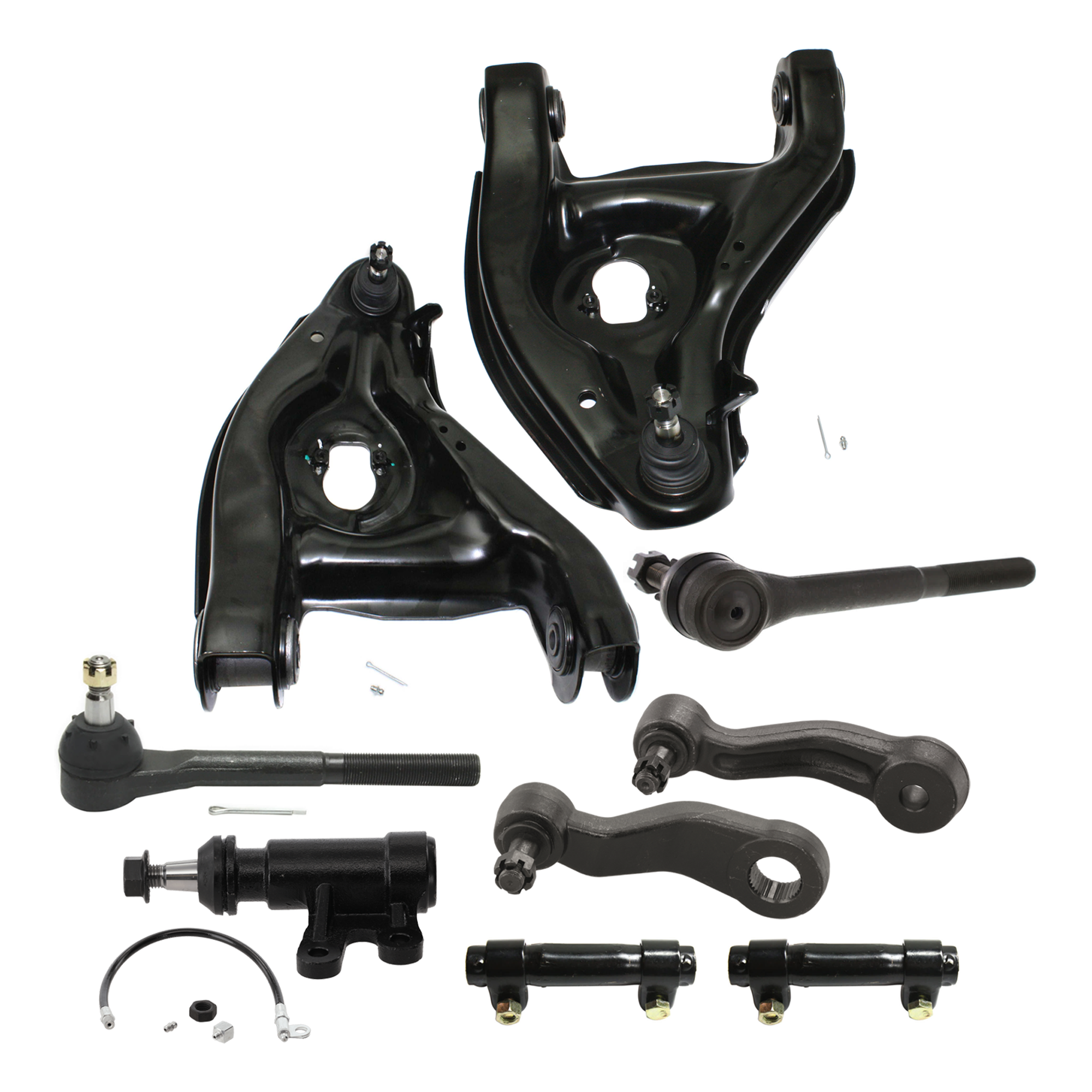 AM C K FULL SIZE PICKUP 93-00 FRONT CONTROL ARM RH AND LH Lower w ball joint s 9 pc Kit with Idler Arm Bracket Idler Arm Pitman Arm Tie Rod End Tie Rod Adjusting Sleeve SKU KIT 072924 C930 OEM 15665554-15665555-190142-98