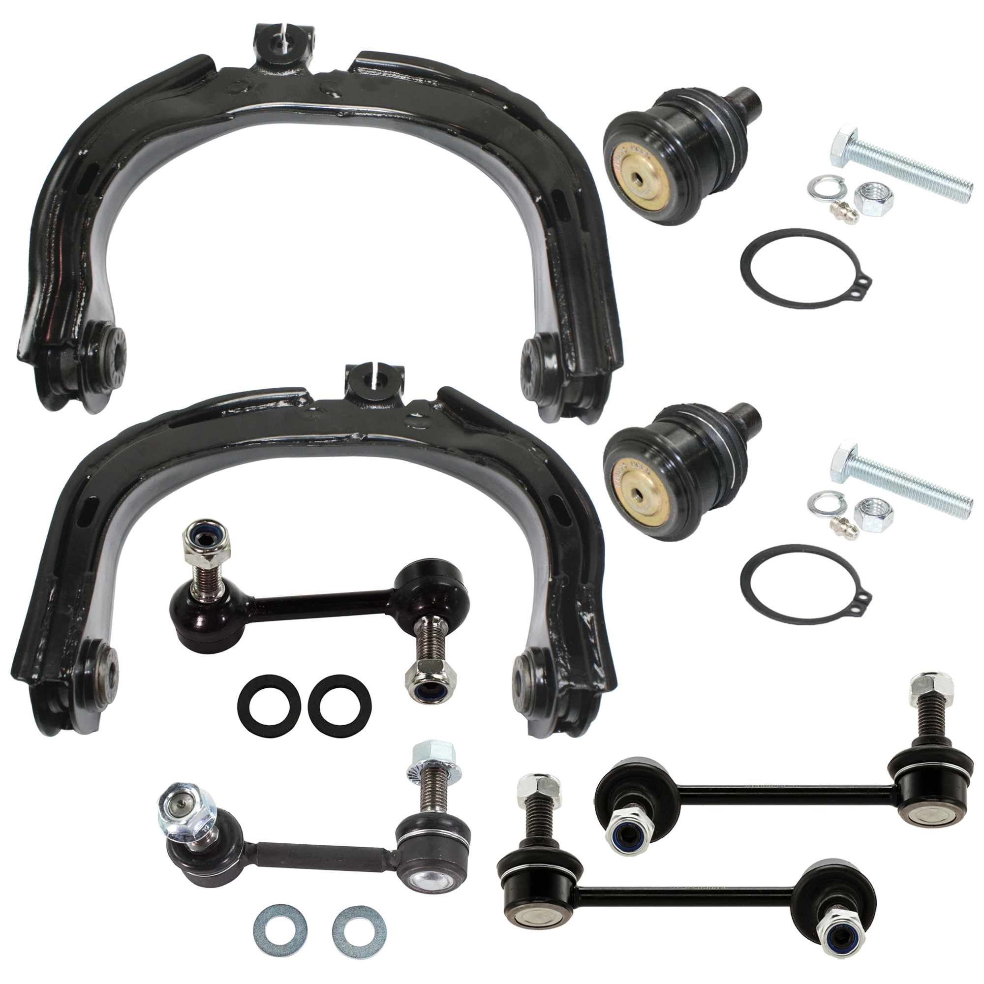 AM ASCENDER 04-08 RAINIER 04-07 FRONT CONTROL ARM RH AND LH Upper 8 pc Kit w Ball Joint and Sway Bar Link SKU KIT 072924 C939 OEM 150-809-141-529-827-000-000-000-000