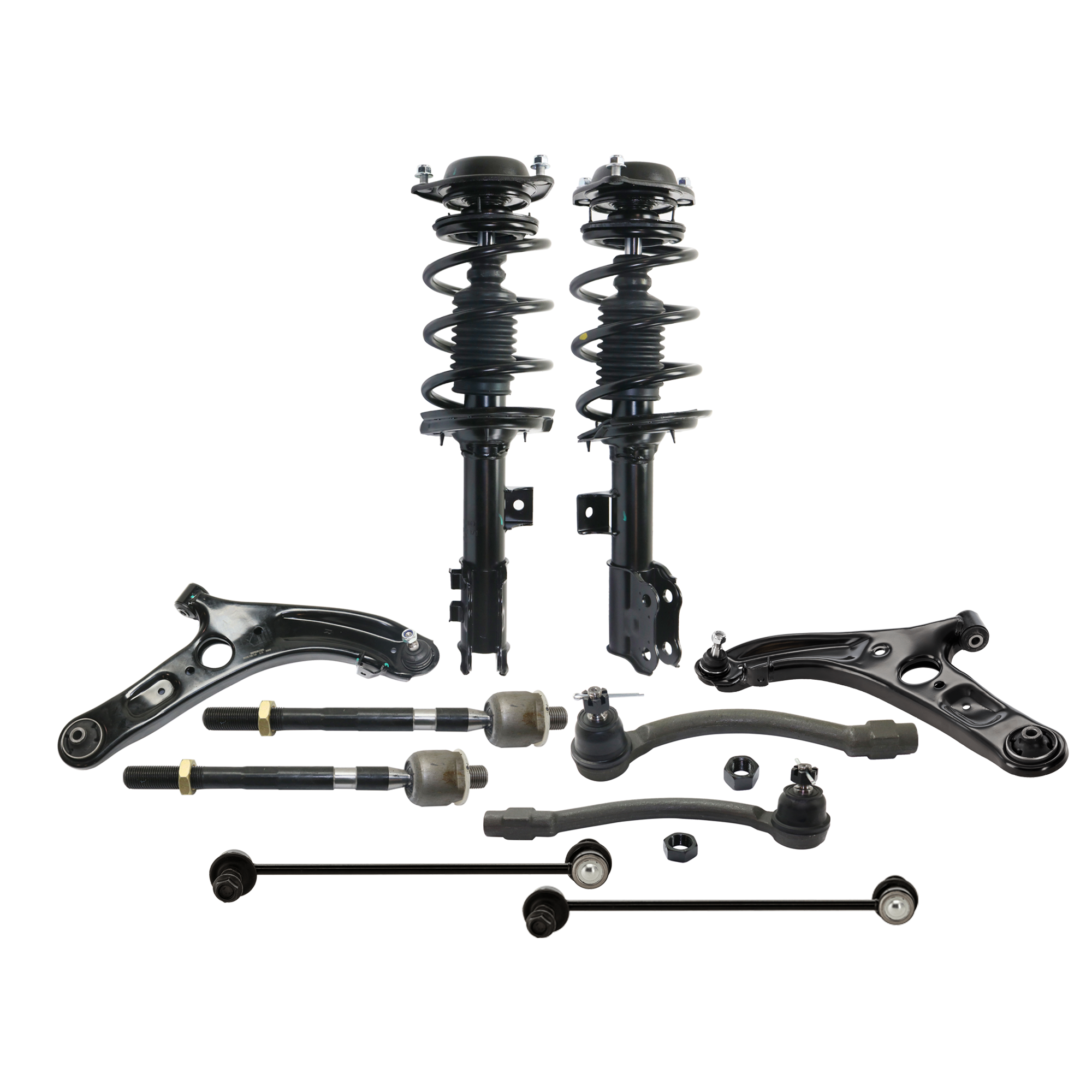 AM ELANTRA 11-16 FRONT FULLY LOADED STRUT RH AND LH 10 pc Kit with Control Arm Tie Rod End and Sway Bar Link SKU KIT 072924 C979 Partslink HY4511103 OEM 1333386R 172708-546613X050-546
