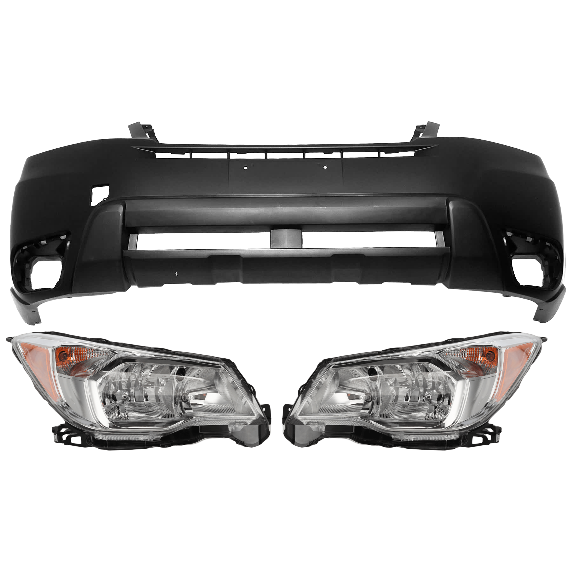 AM FORESTER 14-16 HEAD LAMP RH AND LH 3 pc Kit Assembly Halogen with Bumper Cover SKU KIT 072926 NM281 Partslink SU2502145 SU2503145 SU1000173 OEM 84001SG081-84001SG091-57704SG0