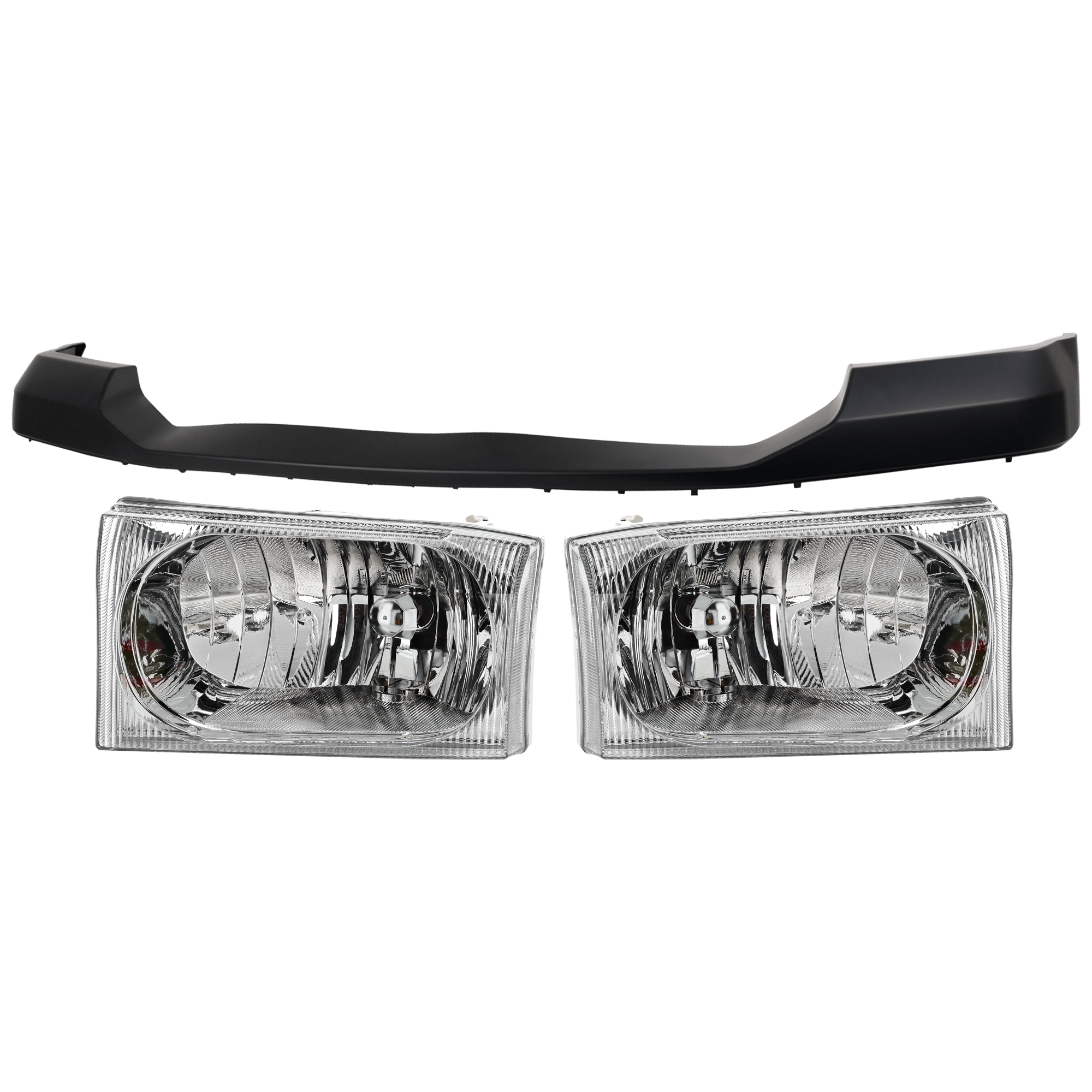 AM F 250 SUPER DUTY F 350 SUPER DUTY 05-05 FRONT BUMPER COVER 3 pc Kit Primed w o Absorber with Headlight SKU KIT 072926 NM292 Partslink FO1057292 FO2503183 FO2502183 OEM 6C3Z17D957BAPTM 2C3Z13008AA 2C