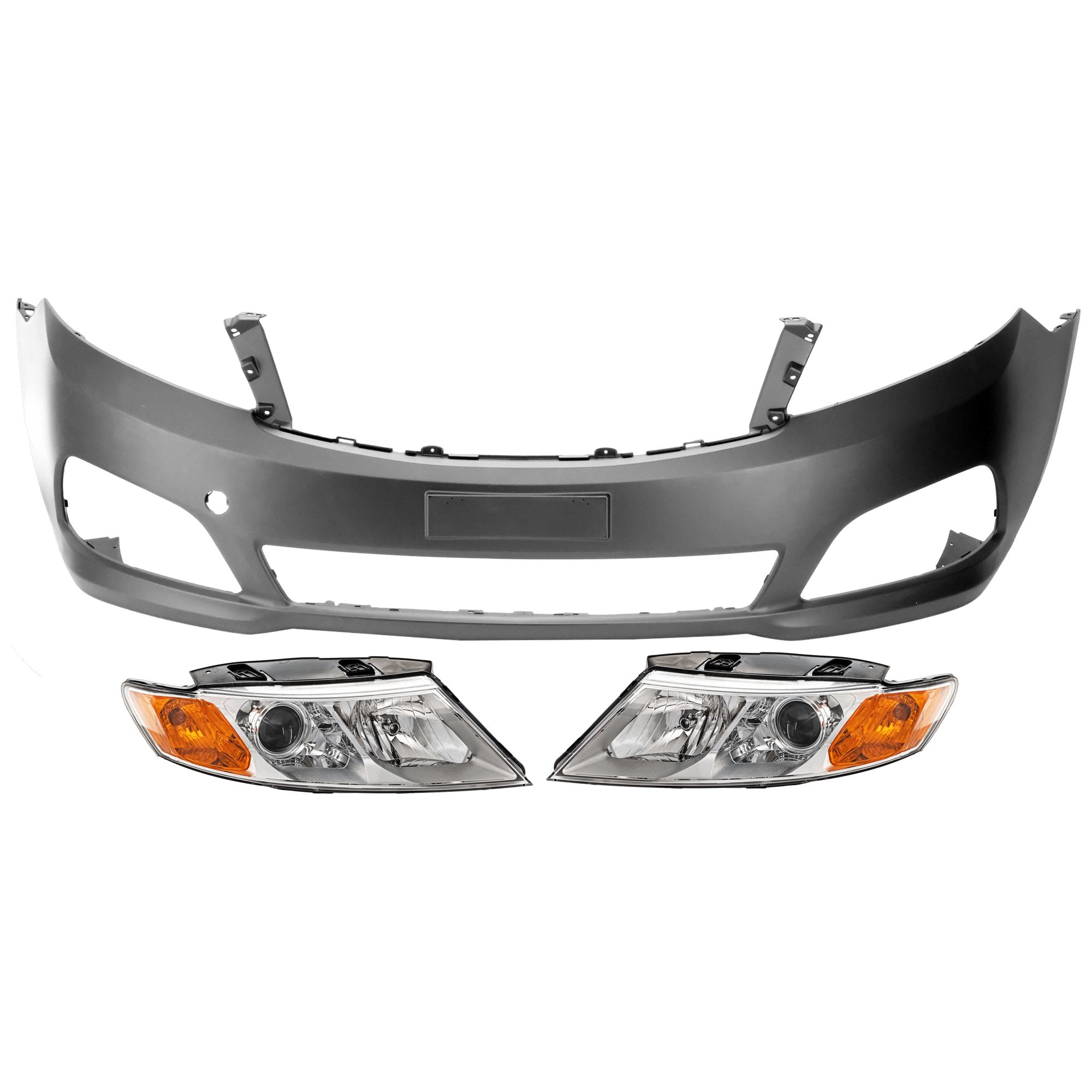 AM MAGENTIS OPTIMA 09-10 HEAD LAMP RH AND LH 3 pc Kit Assembly Halogen with Bumper Cover SKU KIT 072926 NM336 Partslink KI2502151 KI2503151 KI1000142 OEM 921012G530-921022G530-865112G5