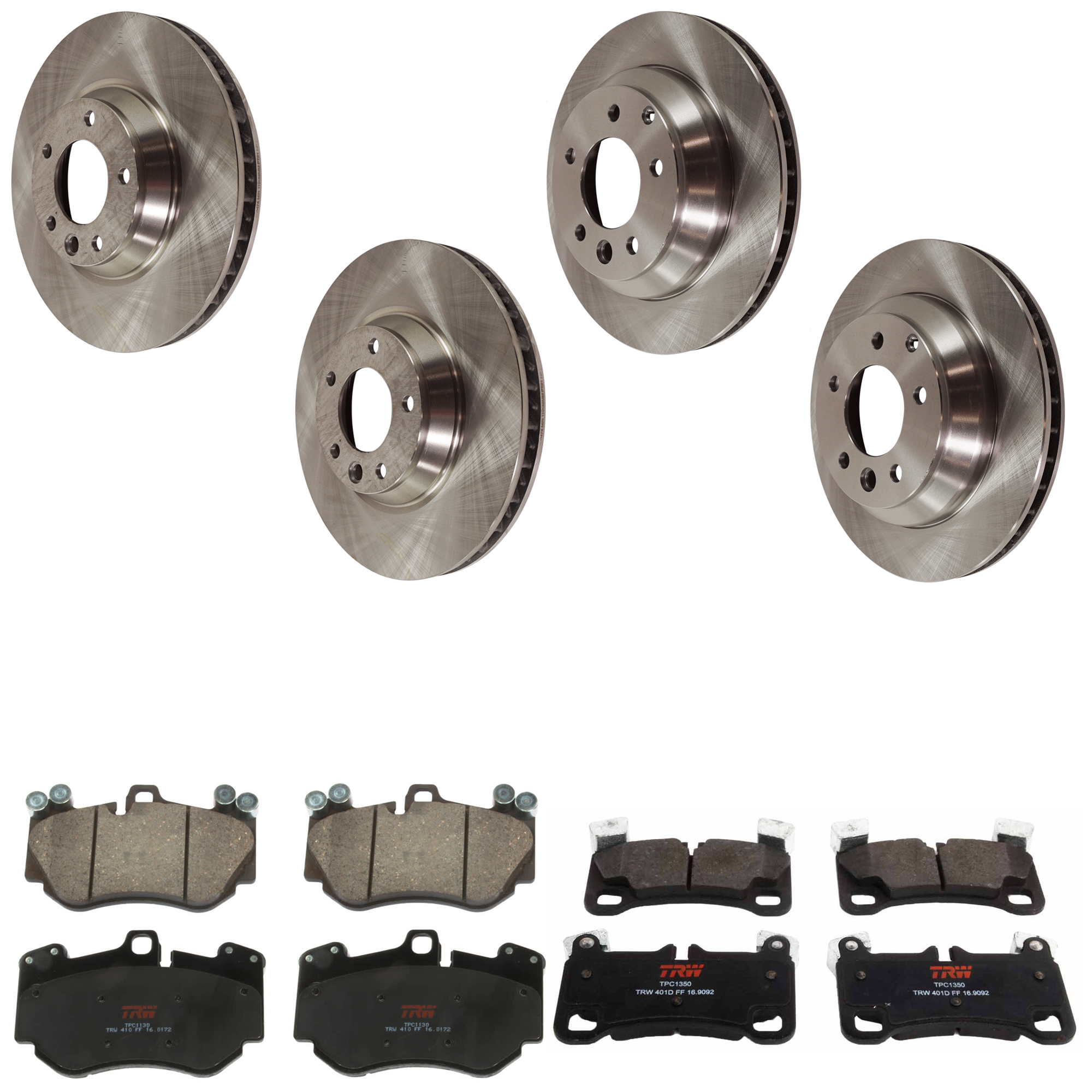 AM CAYENNE 09-10 FRONT AND REAR BRAKE DISC AND PAD KIT 4 Wheel Set 5 Lugs Semi Metallic with Brake Disc and Brake Pad Set SKU KIT 073024-10441 OEM 7L6615302E 95535140250-7L86153