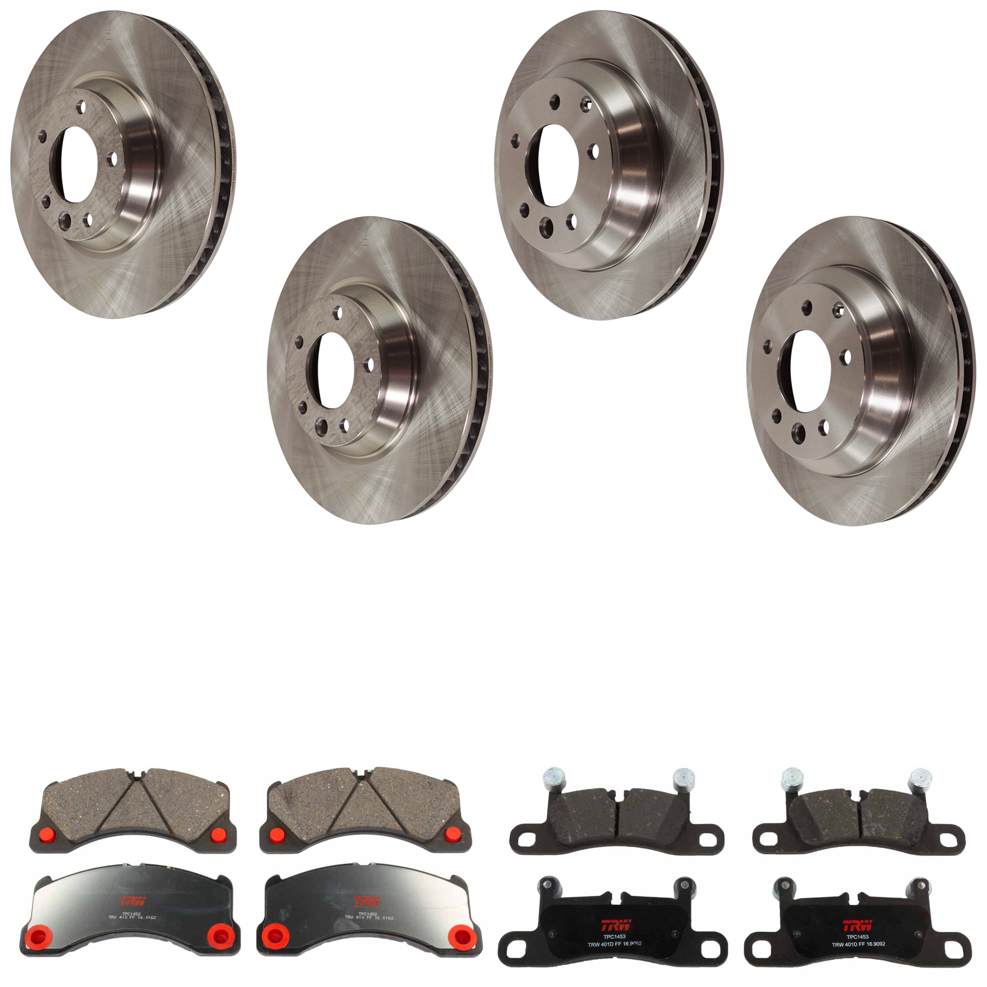 AM CAYENNE 11-13 FRONT AND REAR BRAKE DISC AND PAD KIT 4 Wheel Set 5 Lugs Semi Metallic with Brake Disc and Brake Pad Set SKU KIT 073024-10557 OEM 7L6615302E 95535140250-7L86153