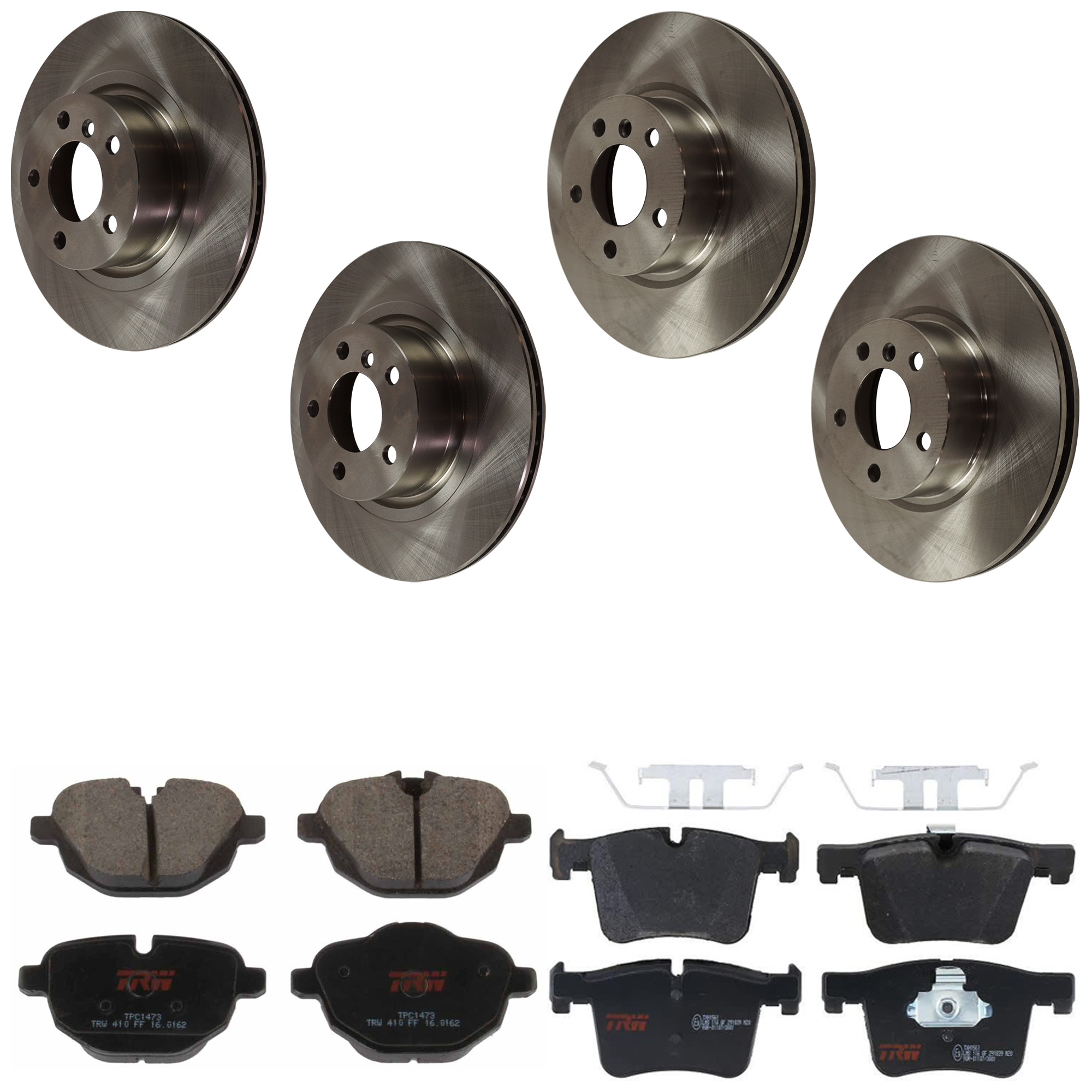 AM X3-11-17 X4-15-18 FRONT AND REAR BRAKE DISC AND PAD KIT 4 Wheel Set 5 Lugs Semi Metallic with Brake Disc and Brake Pad Set SKU KIT 073024-1416 OEM 34206790362-34106787490-341068
