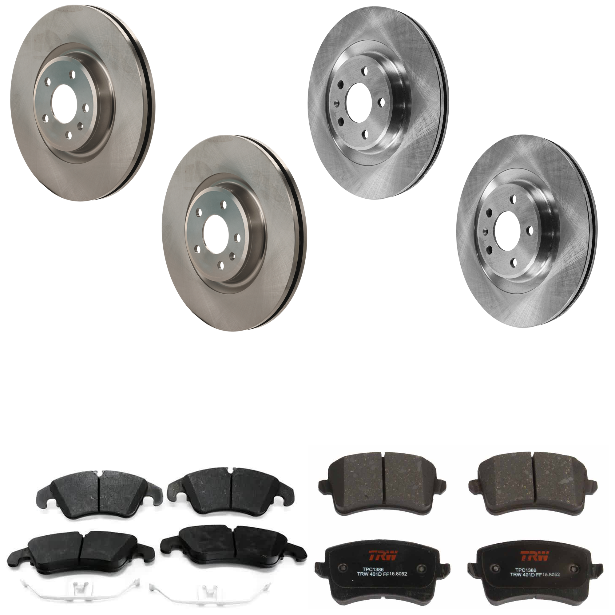 AM S5-12-17 S4-12-16 FRONT AND REAR BRAKE DISC AND PAD KIT 4 Wheel Set 5 Lugs Semi Metallic with Brake Disc and Brake Pad Set SKU KIT 073024-1810 OEM 4H0615601H 4G0615301-8K0698451