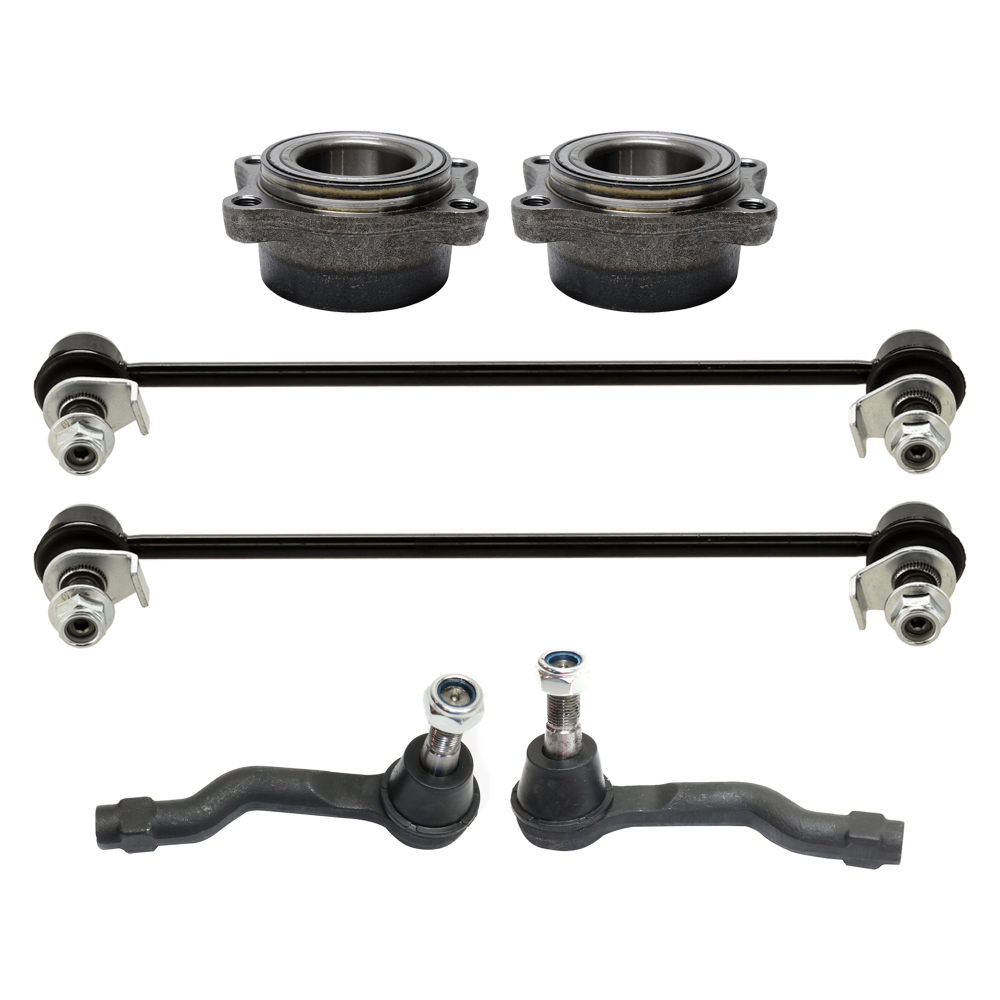 AM FX35 FX45-03-08 FRONT AND REAR SUSPENSION KIT 6 pc Kit with Wheel Bearing Sway Bar Link and Tie Rod End SKU KIT 073024-18 OEM 1017825-2653003-5451717-187502