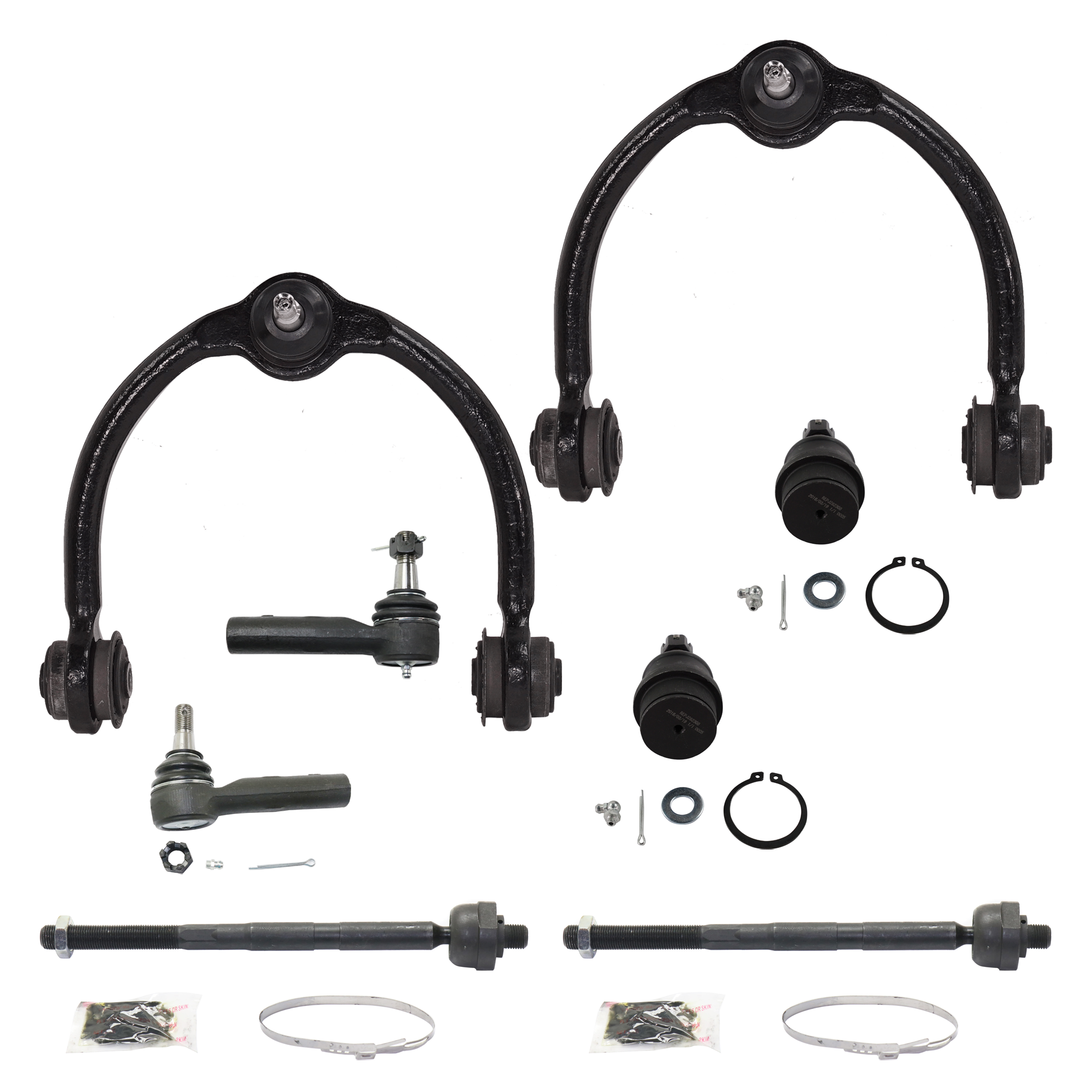 AM GRAND CHEROKEE 05-10 COMMANDER 08-10 FRONT SUSPENSION KIT RH AND LH 8 pc Kit with Control Arm Ball Joint and Tie Rod End SKU KIT 073024-32 OEM 2601627-5051390-10480629-45D24