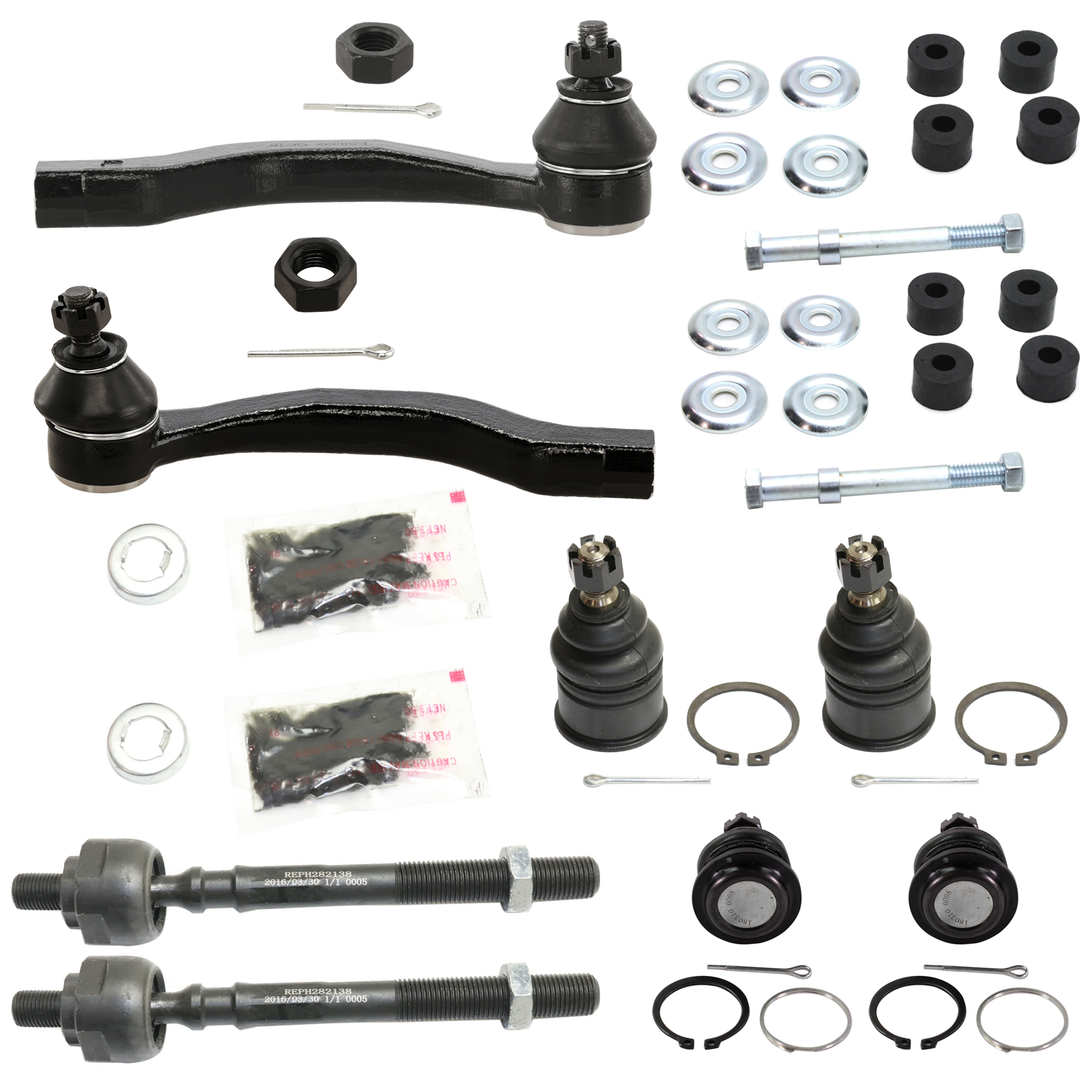AM CIVIC 96-00 FRONT SUSPENSION KIT 10 pc Kit with Sway Bar Link Ball Joint and Tie Rod End SKU KIT 073024-34 OEM 104216-254007-1014786-2601427