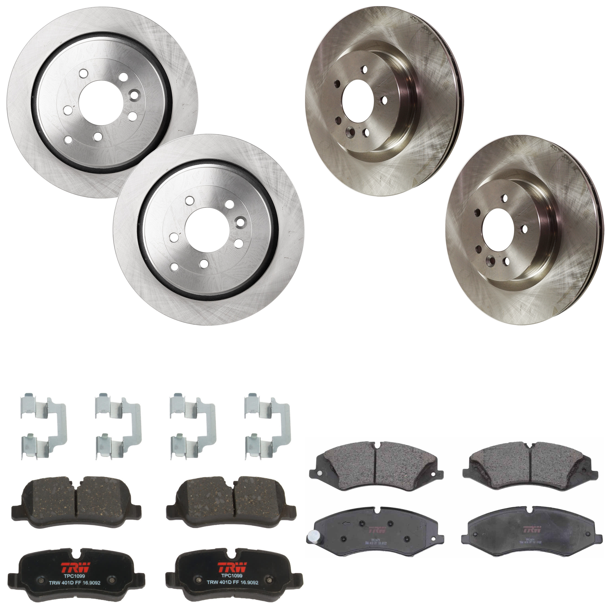 AM LR4-10-12 RANGE ROVER SPORT 11-12 FRONT AND REAR BRAKE DISC AND PAD KIT 4 Wheel Set 5 Lugs Semi Metallic with Brake Disc and Brake Pad Set SKU KIT 073024-6848 OEM 34333-45434-900964-60011011-34